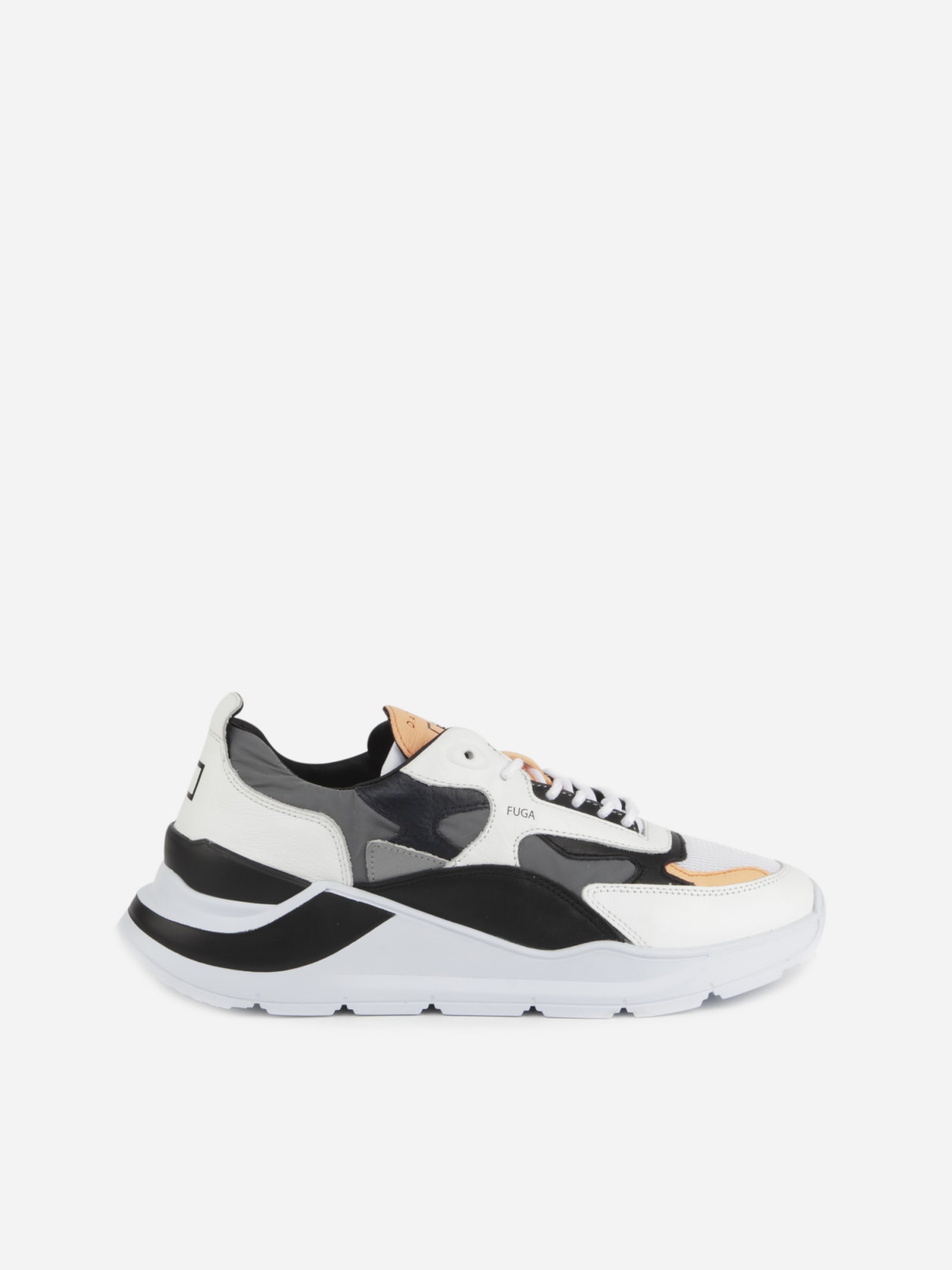Date Fuga Sneakers In Leather With Nylon Inserts In White, Black, Grey