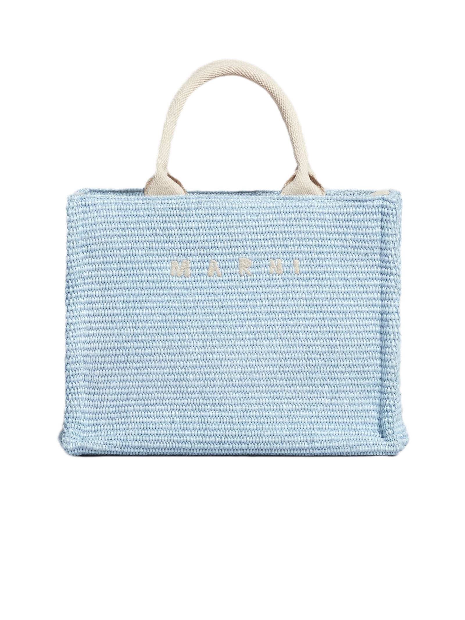 East West Large Logo Tote Bag in Blue - Marni