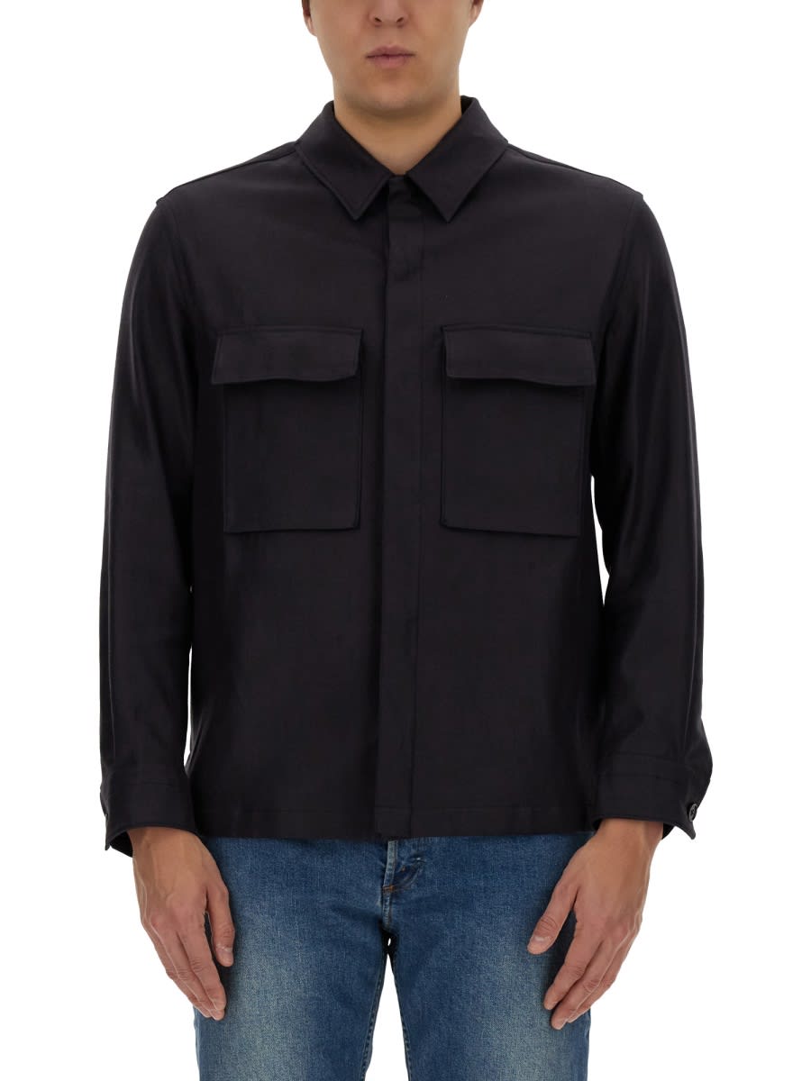 Shop Zegna Oversize Shirt In Blue