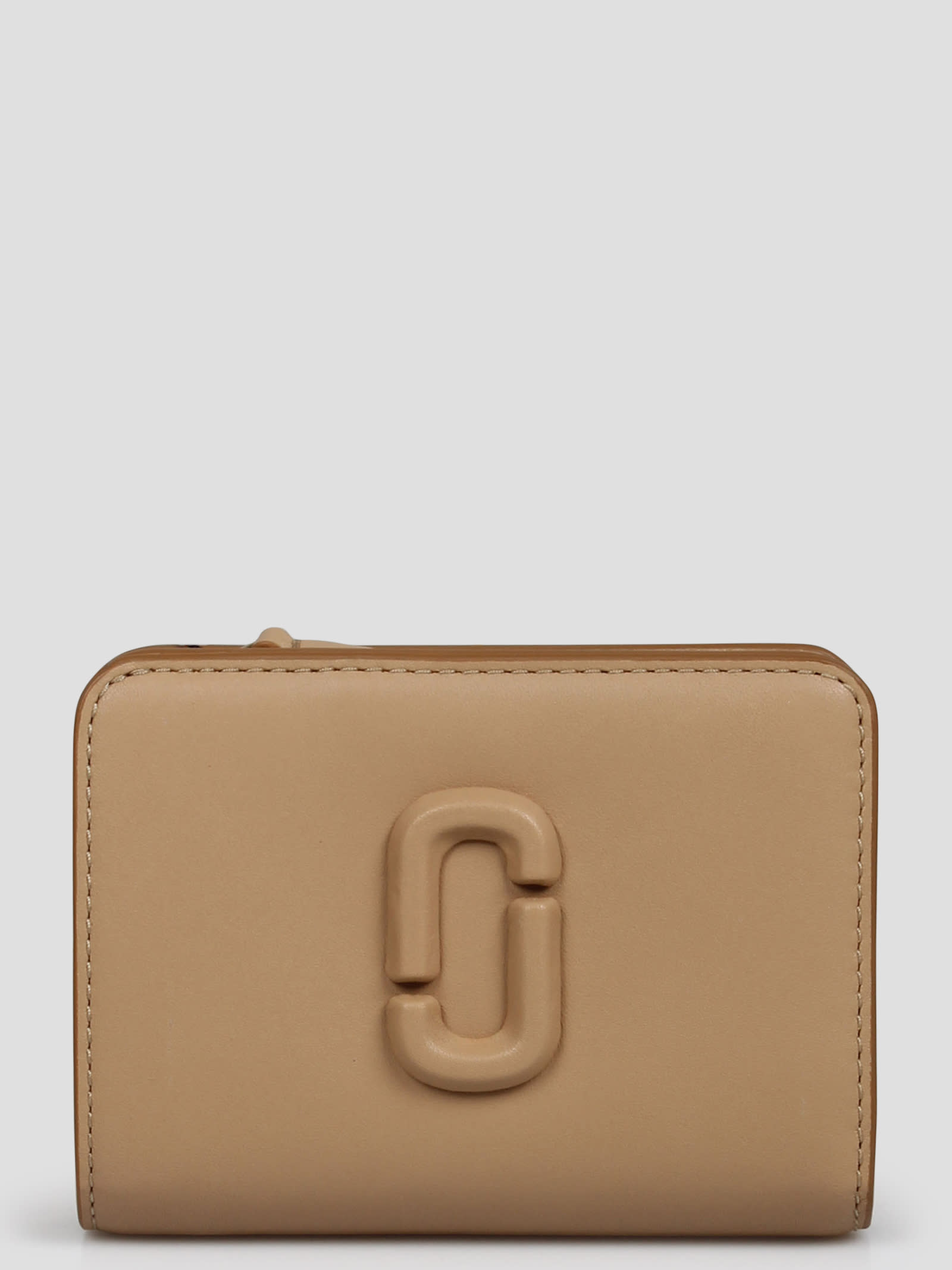 Marc Jacobs The Leather J Marc Mini Compact Wallet In Light Brown
