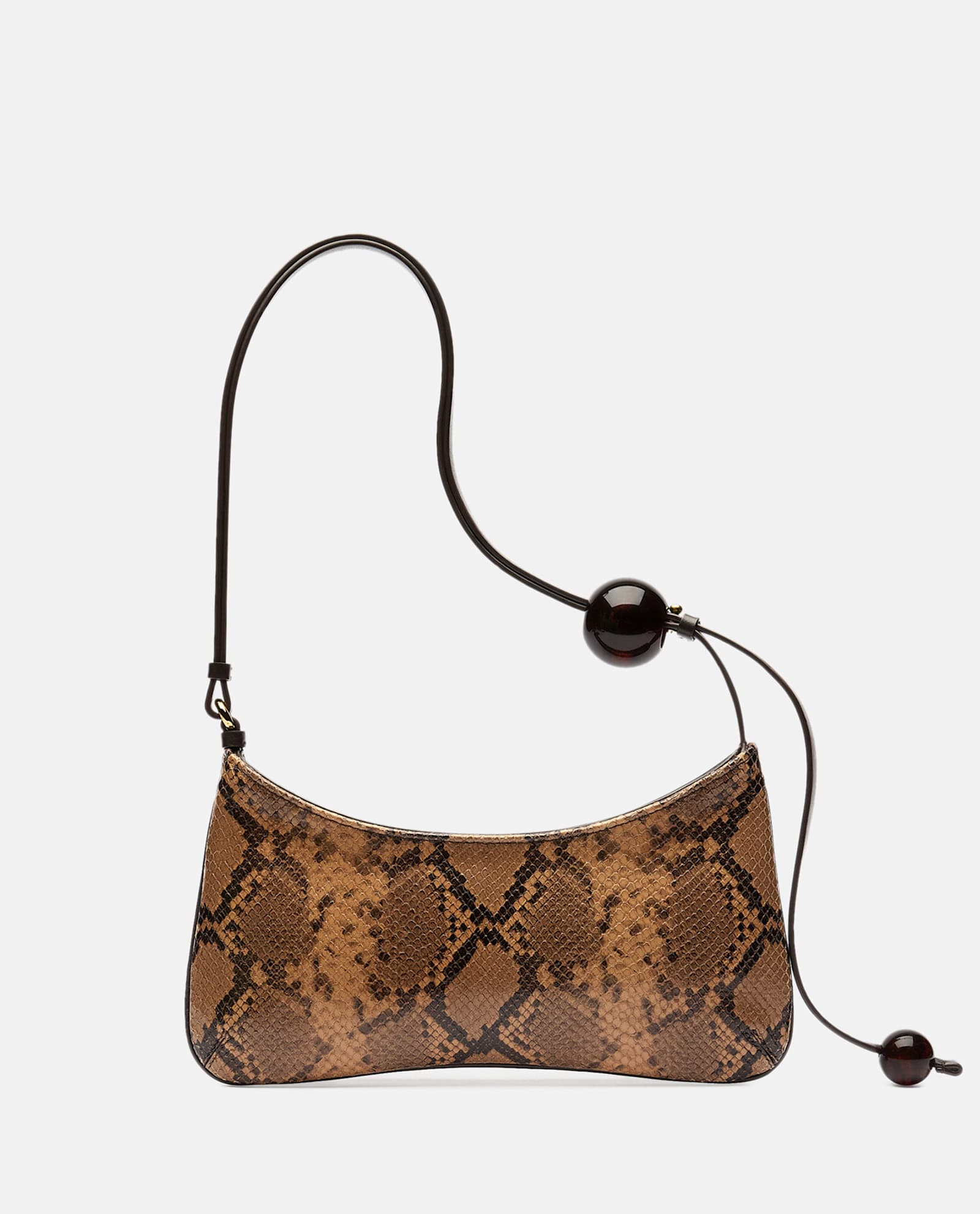 Shop Jacquemus Le Bisou Perle Leather Shoulder Bag In Brown