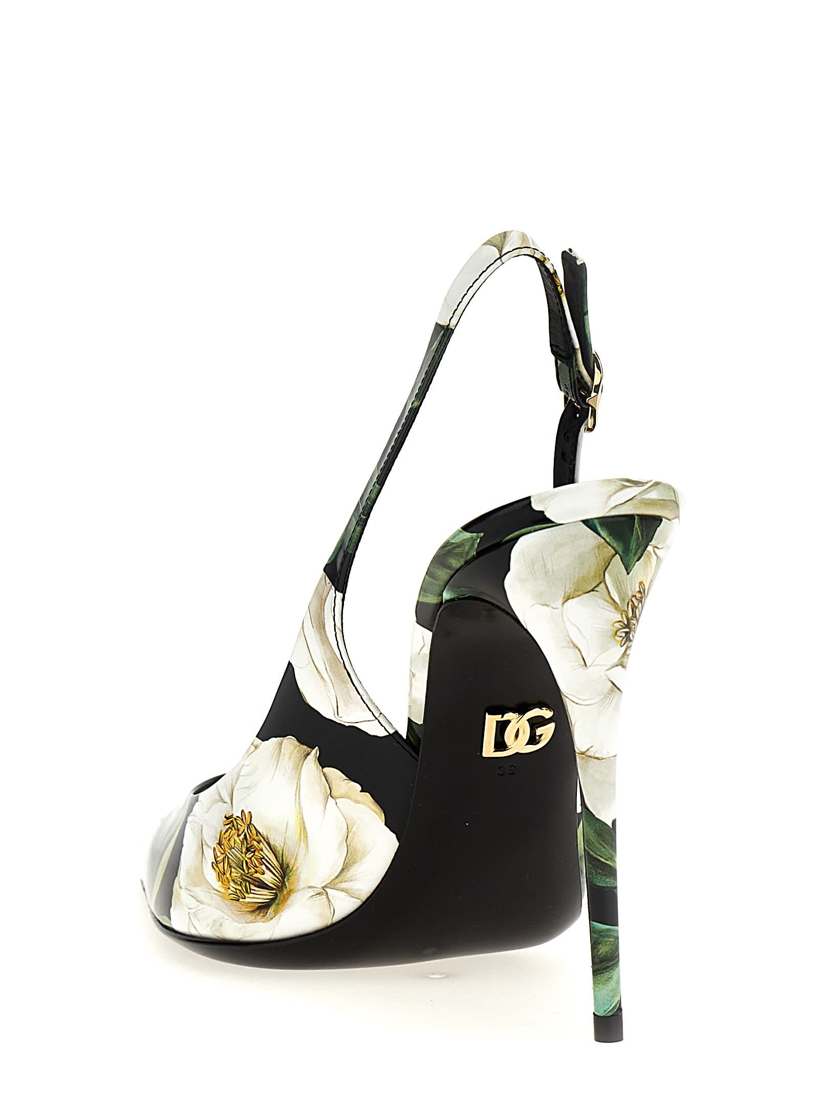 Dolce & Gabbana Printed Leather Slingback Pumps In Multicolor