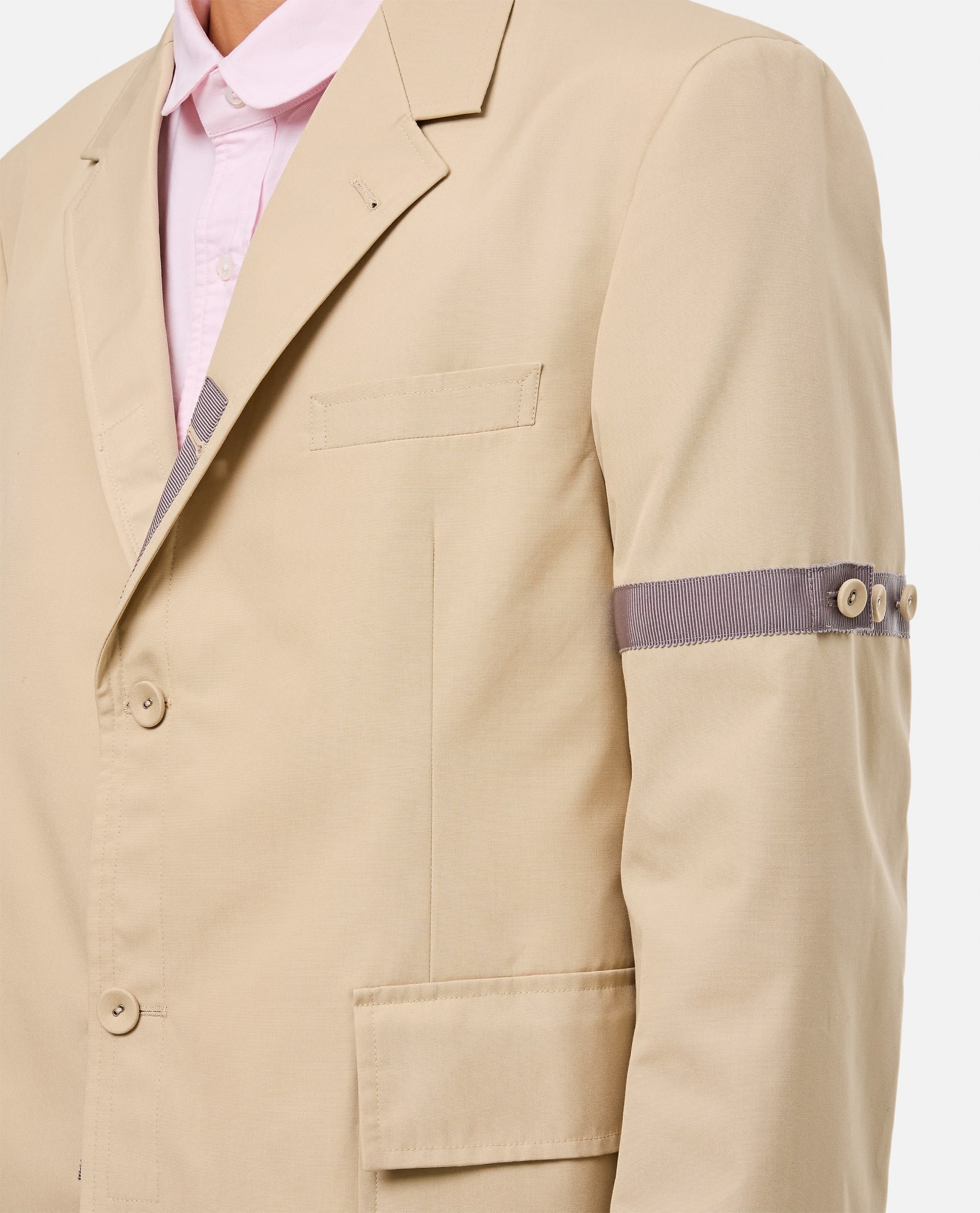 Shop Thom Browne Unstructured Straight Fit Jacket In Beige