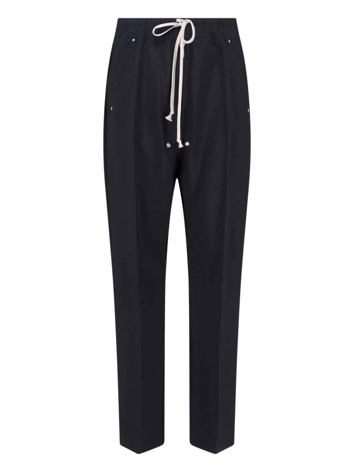 Rick Owens Straight Leg Trousers Eyelet Accents In Black