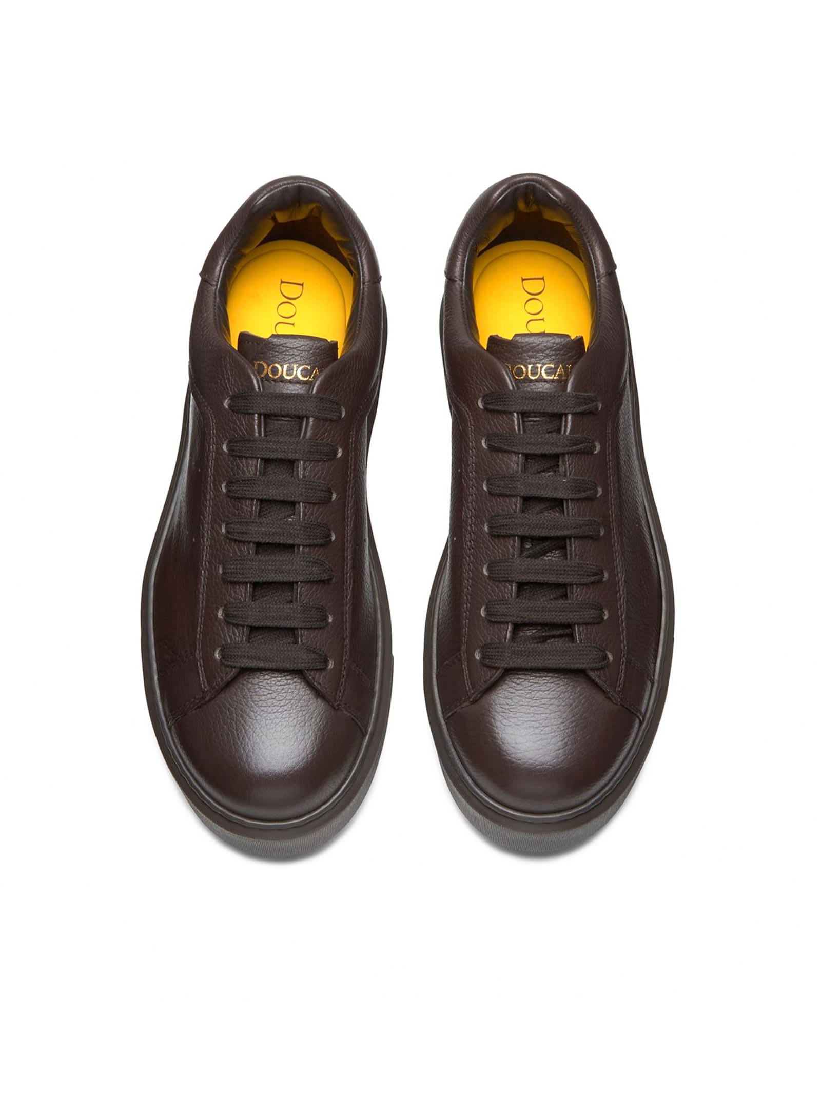 Shop Doucal's Dark Brown Tumbled Leather Sneaker In Tabacco