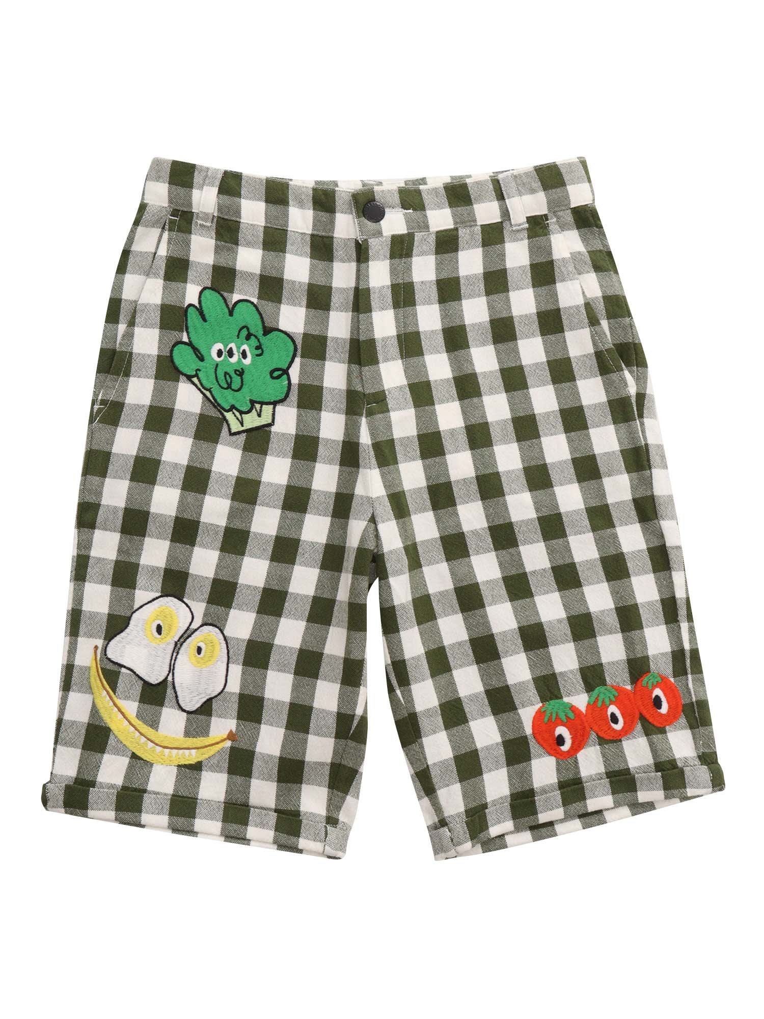 Shop Stella Mccartney Checked Shorts With Prints In Green