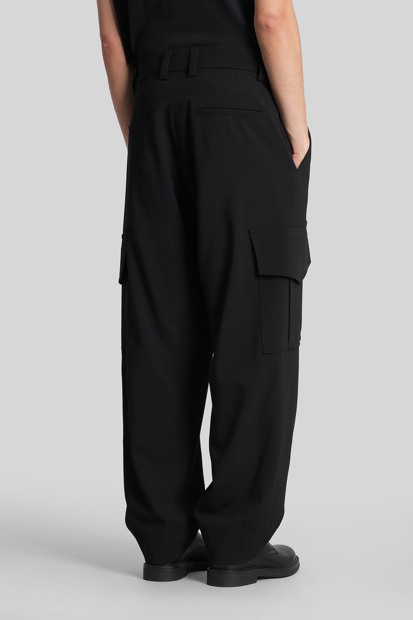 Giorgio Armani Wool Cargo Pants With Tailored Silhouette In Black