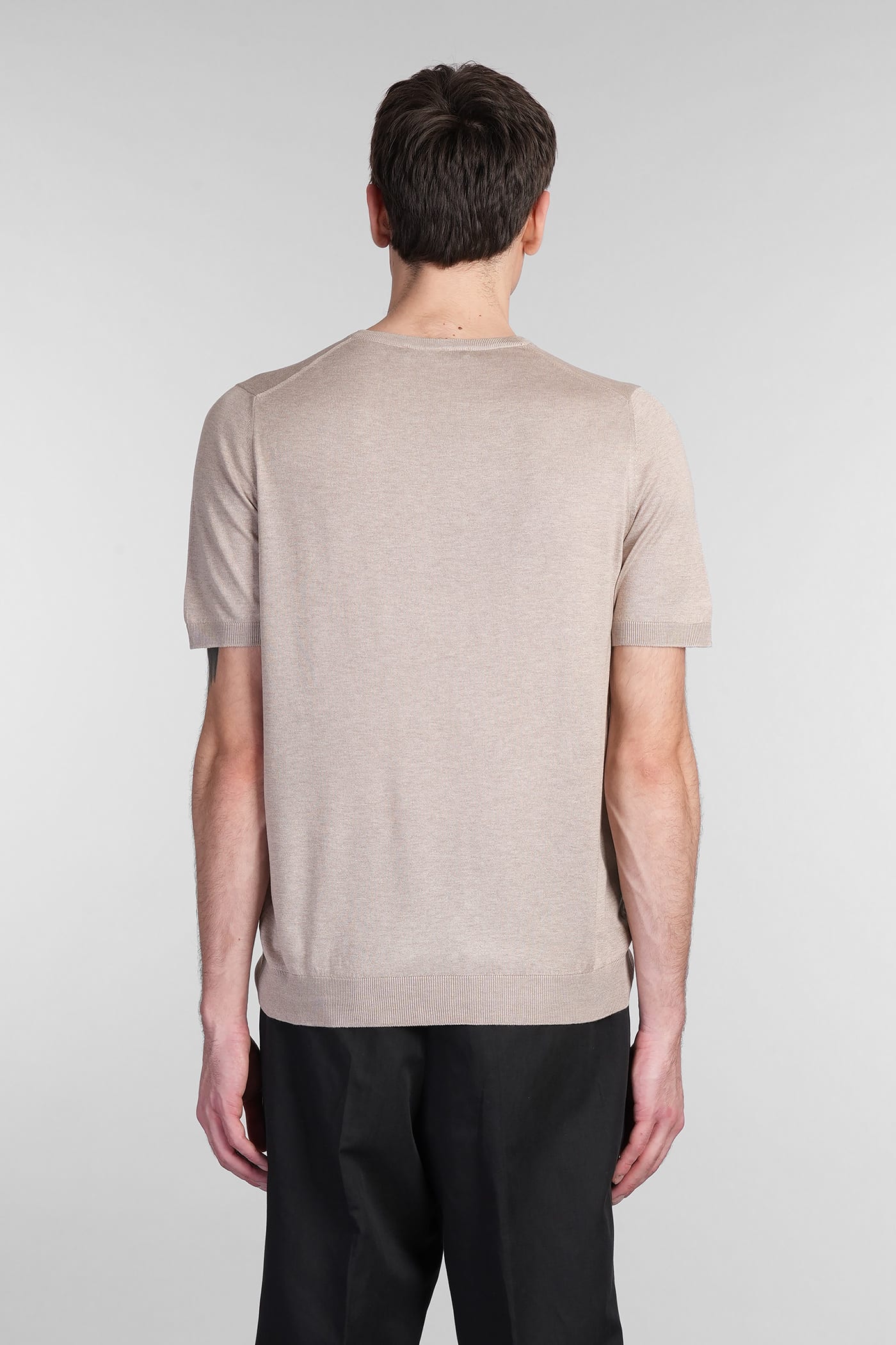 TAGLIATORE JOSH T-SHIRT IN TAUPE SILK