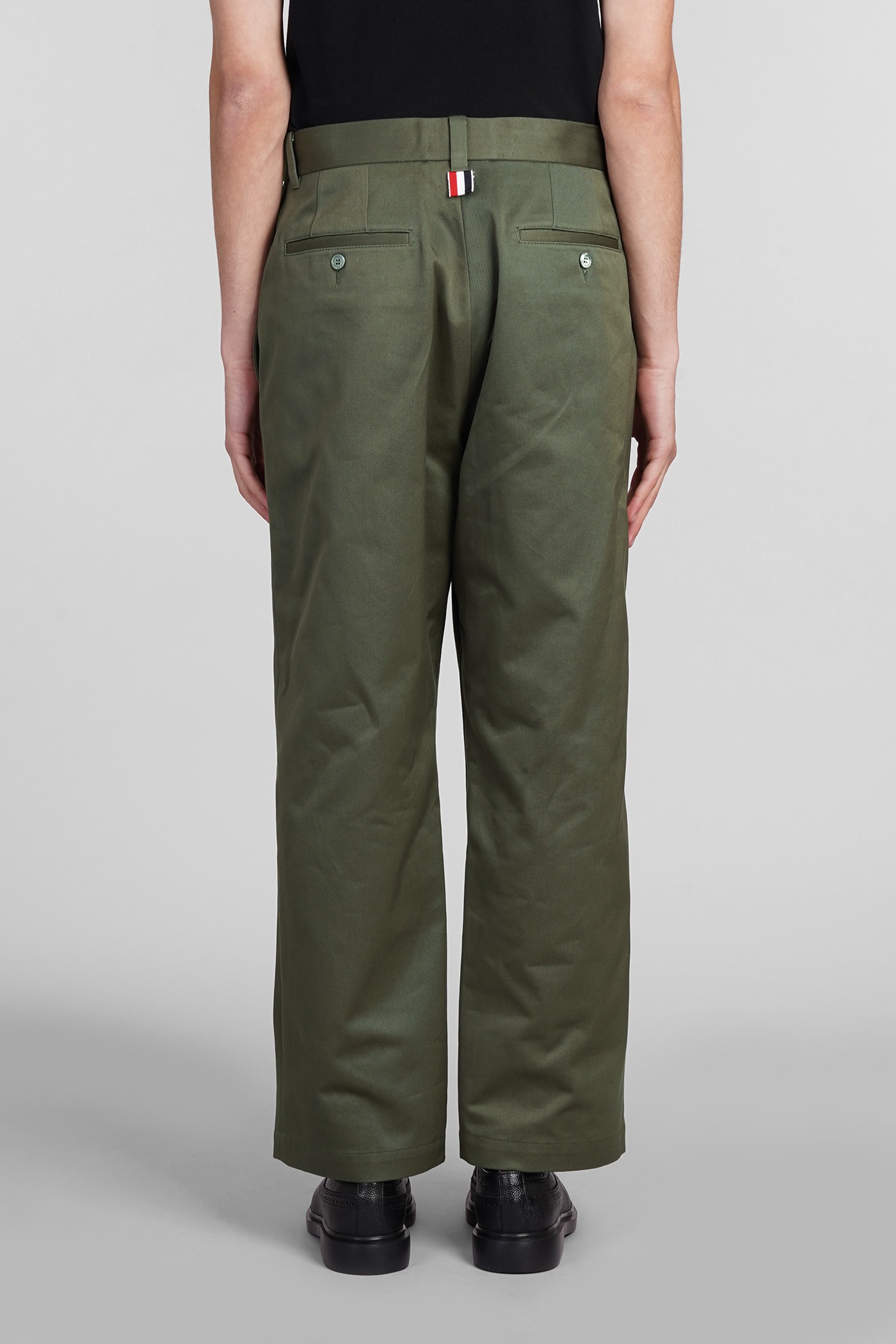 Shop Thom Browne Pants In Green Cotton