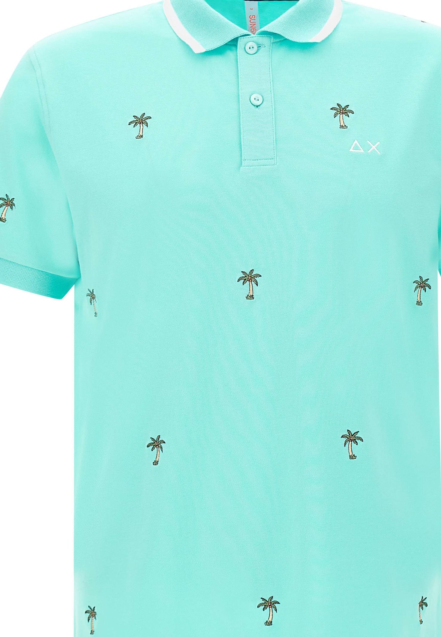 Shop Sun 68 Full Embrodery Polo Shirt Cotton In Green