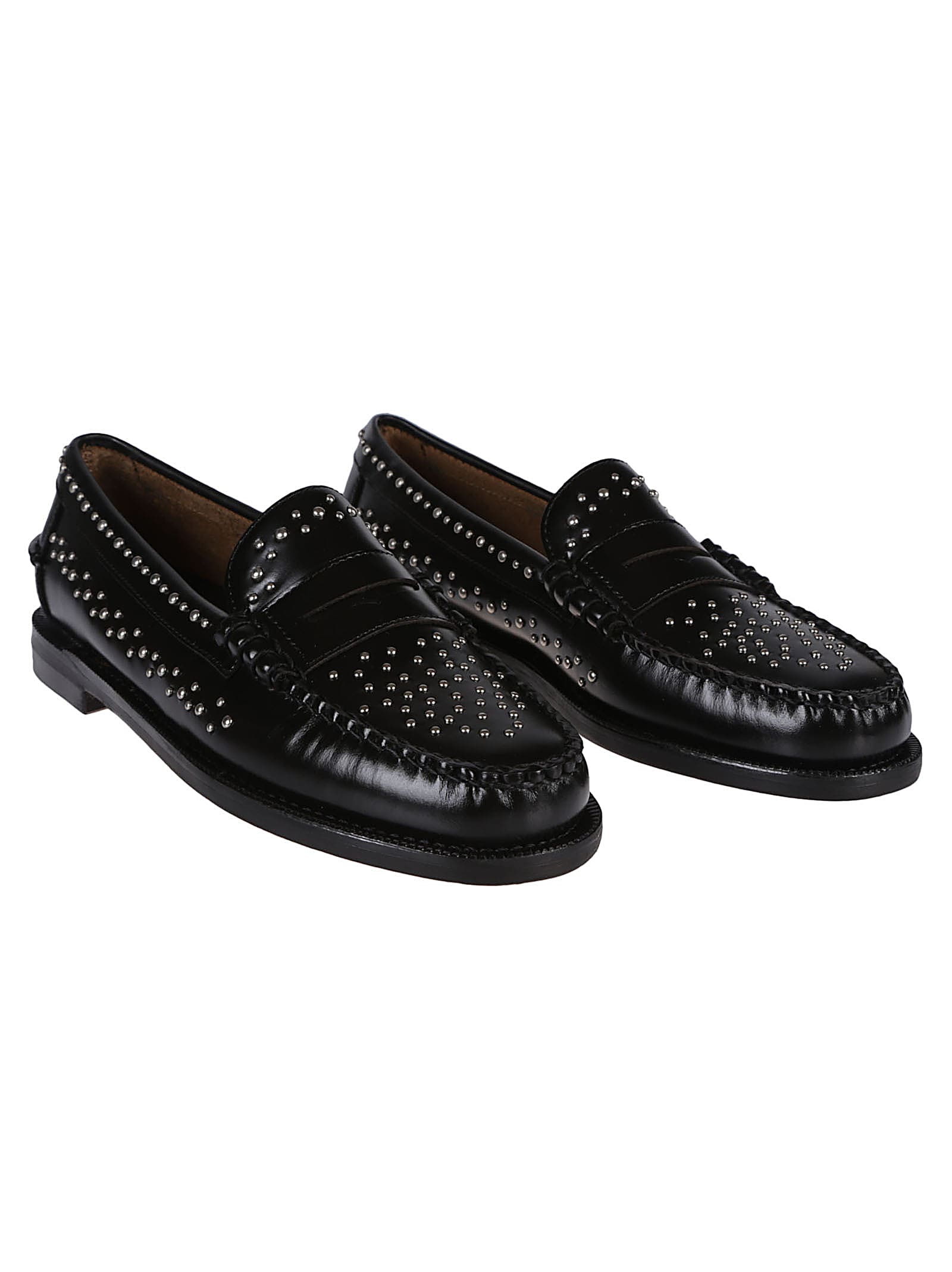 Shop Sebago Dan Studs Loafers In Black