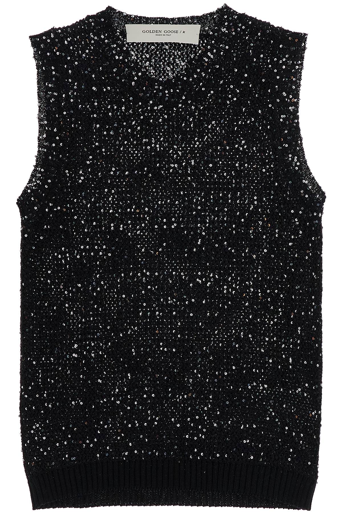 Golden Goose Knitted Vest With Sequins Embell In Black