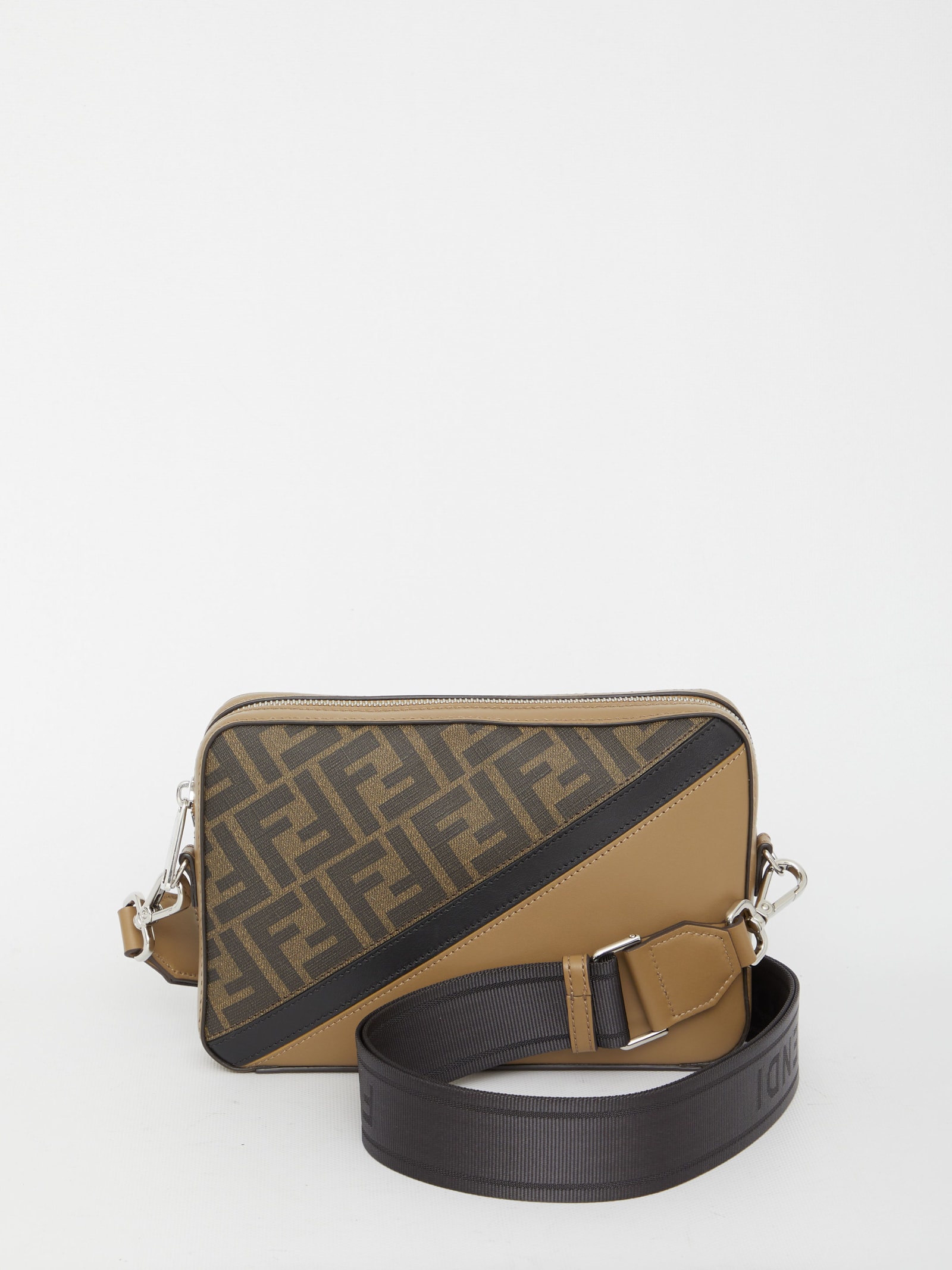 Shop Fendi Diagonal Camera Case Bag In Marrone