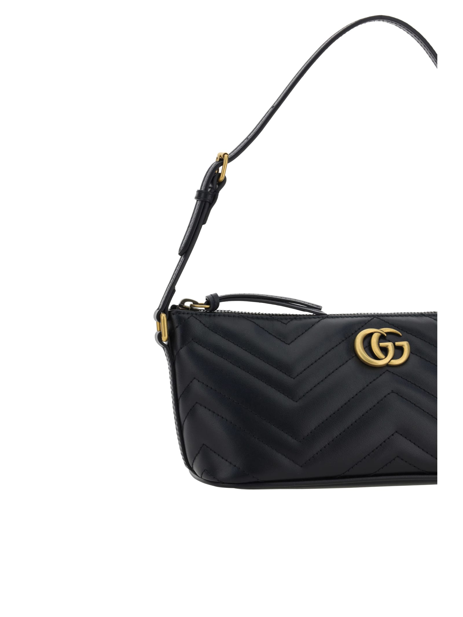 Shop Gucci Gg Marmont Shoulder Bag In Black