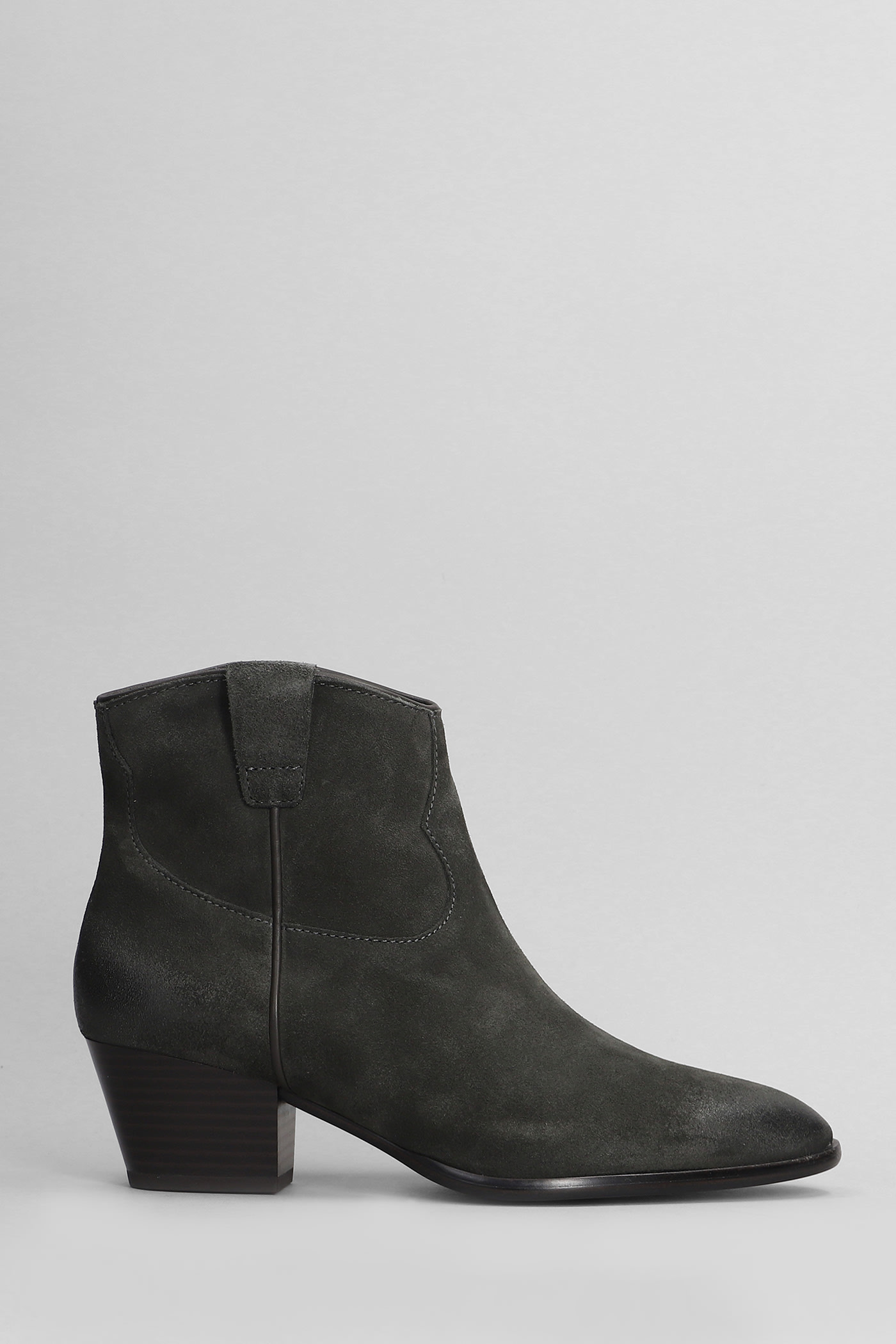 Fame Texan Ankle Boots In Grey Suede