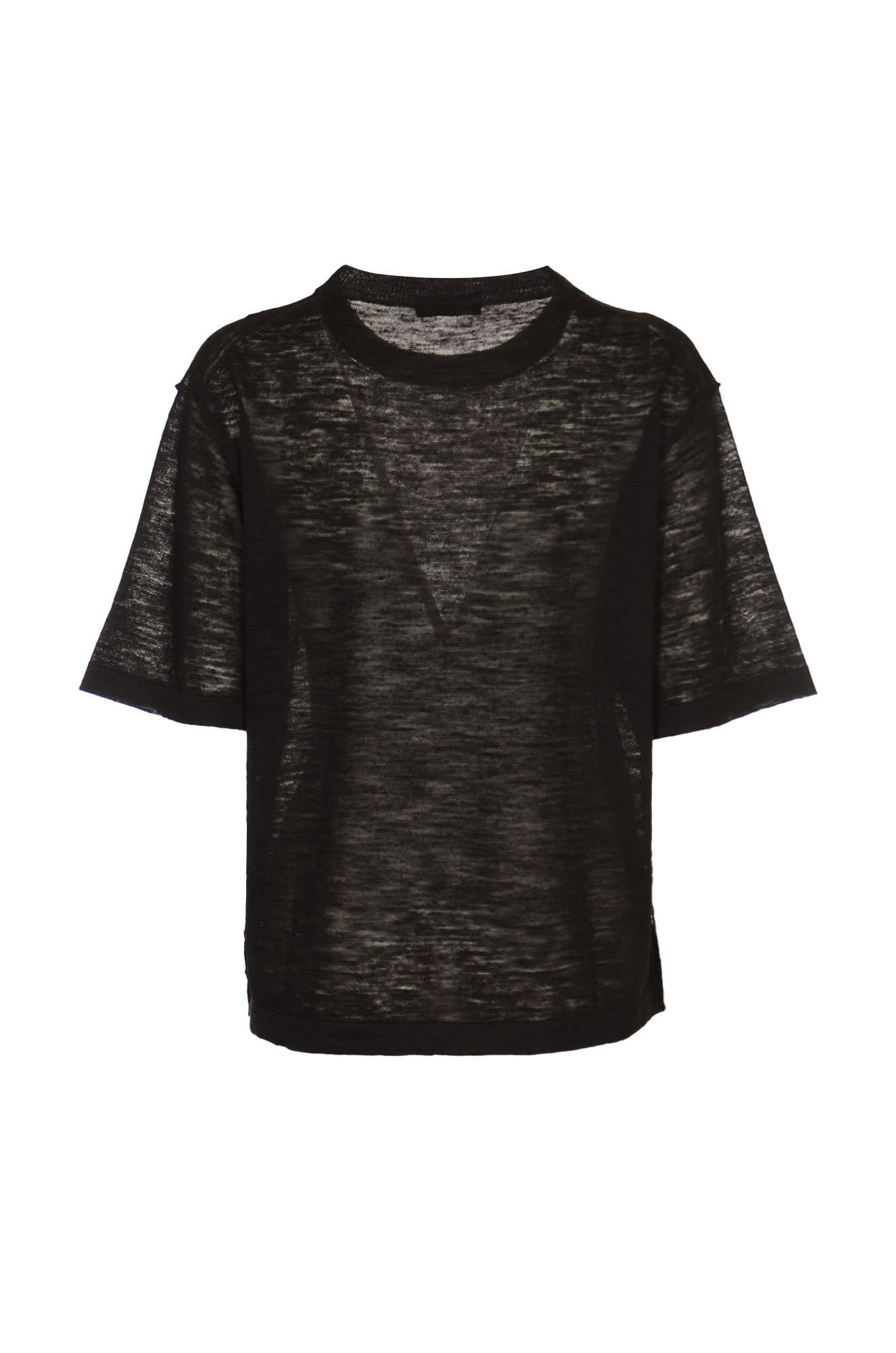Shop Roberto Collina Crewneck Plain Knit T-shirt In Black