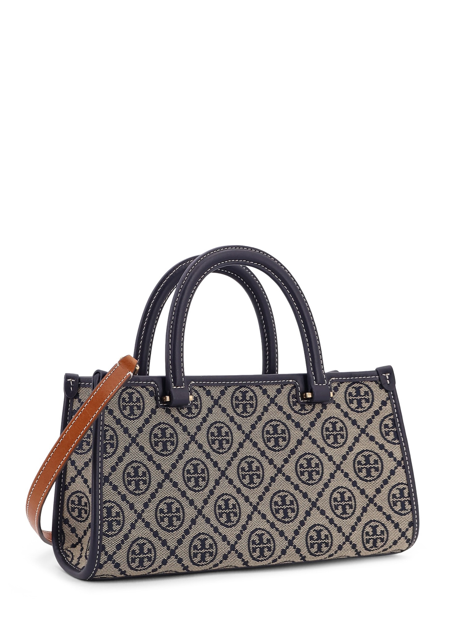 Tory Burch T Monogram E/w Fabric And Leather Bag