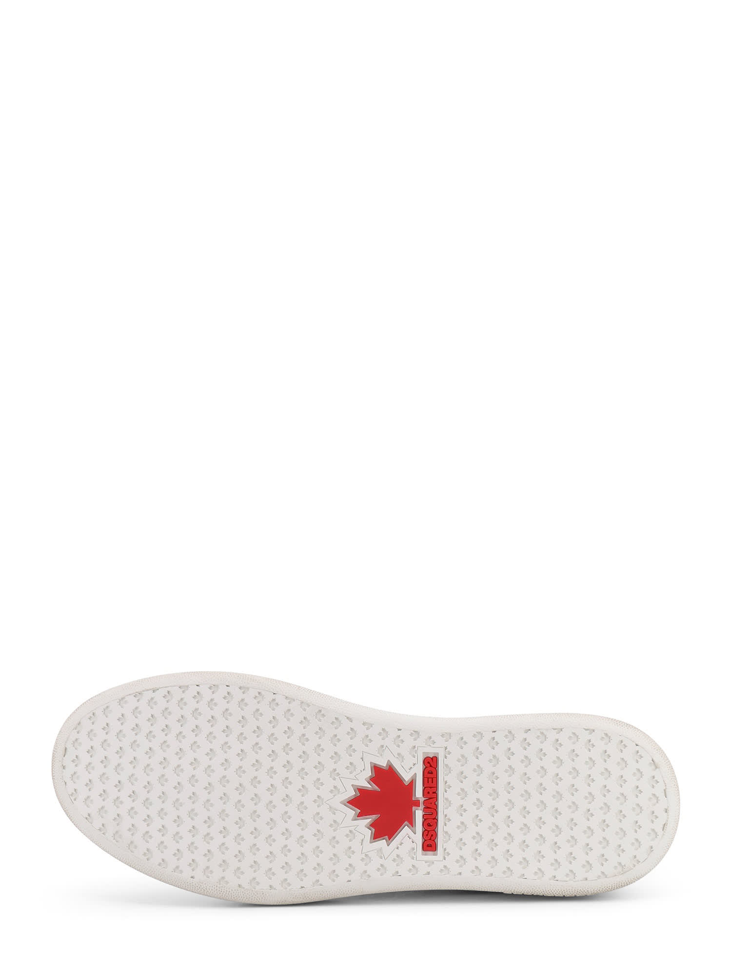 Dsquared2 White Low Top Sneakers With Logo Patch On Tongue And Side And Contrasting Heel With Logo In Leather