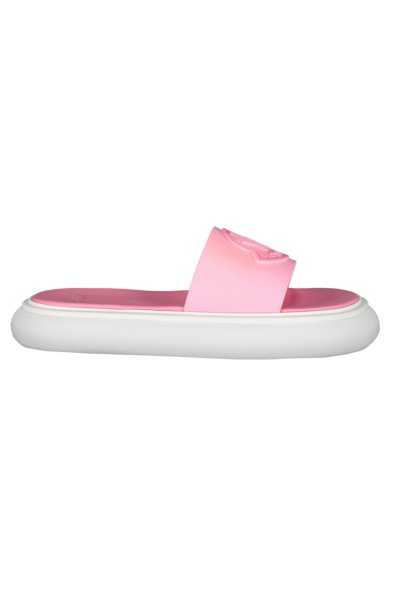 Shop Moncler Rubber Slides In Pink
