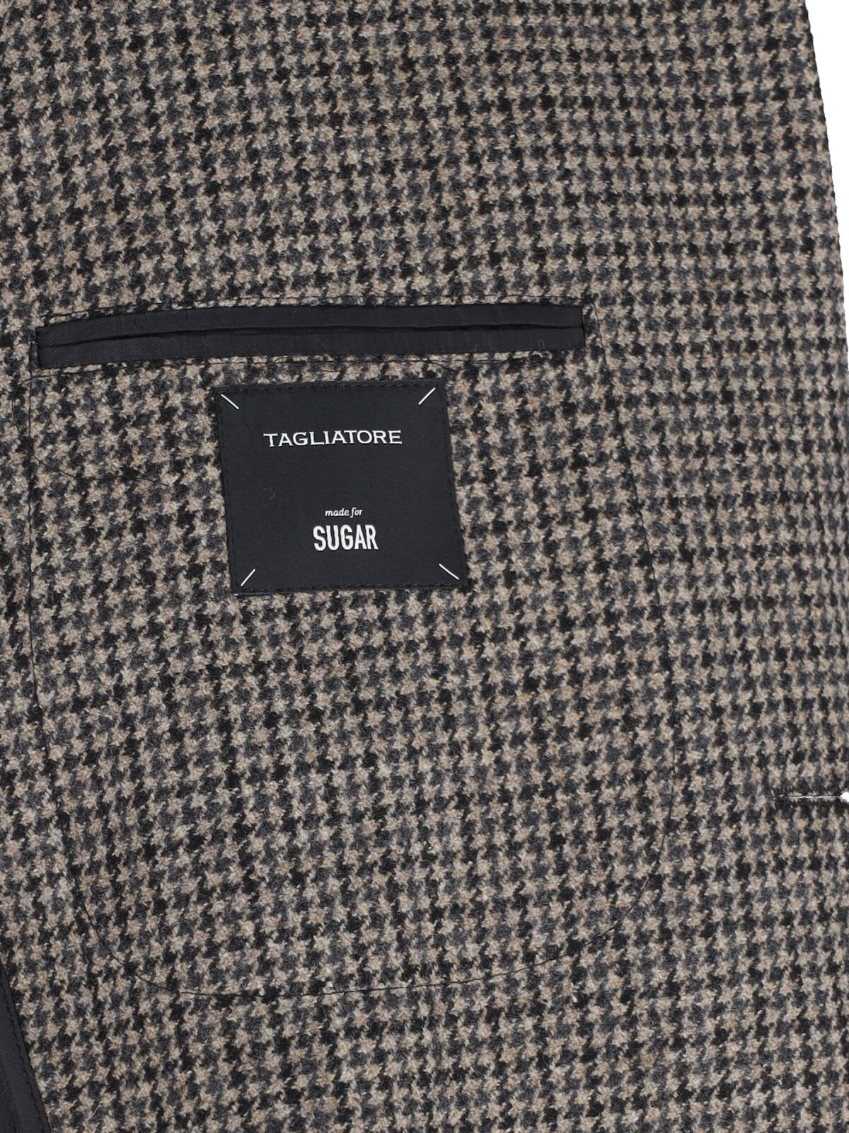 Tagliatore Classic Houndstooth Wool Blazer With Notched Lapels And Button Closure In Brown