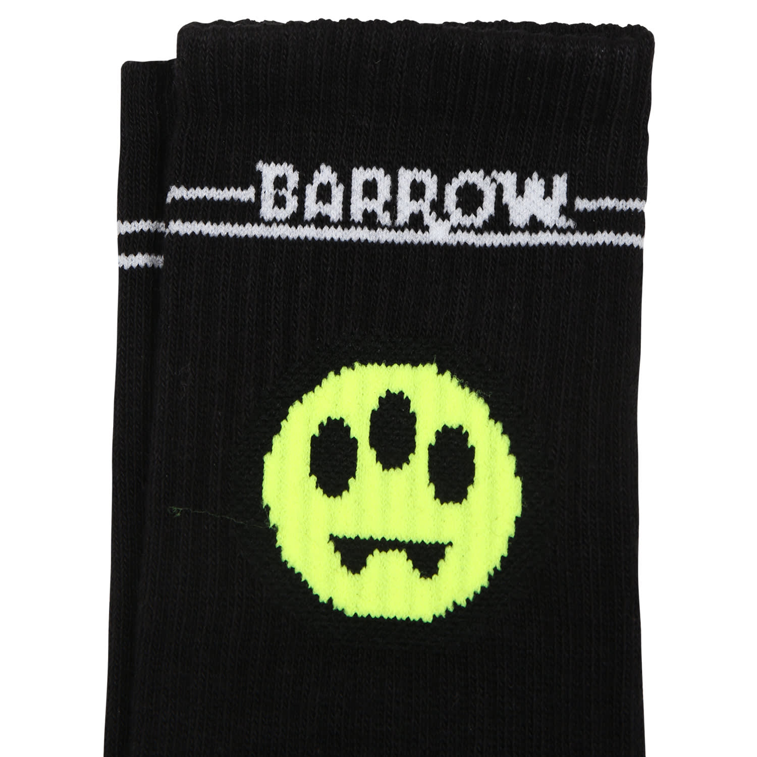 Shop Barrow Black Socks For Kids With Logo And Smiley In Nero