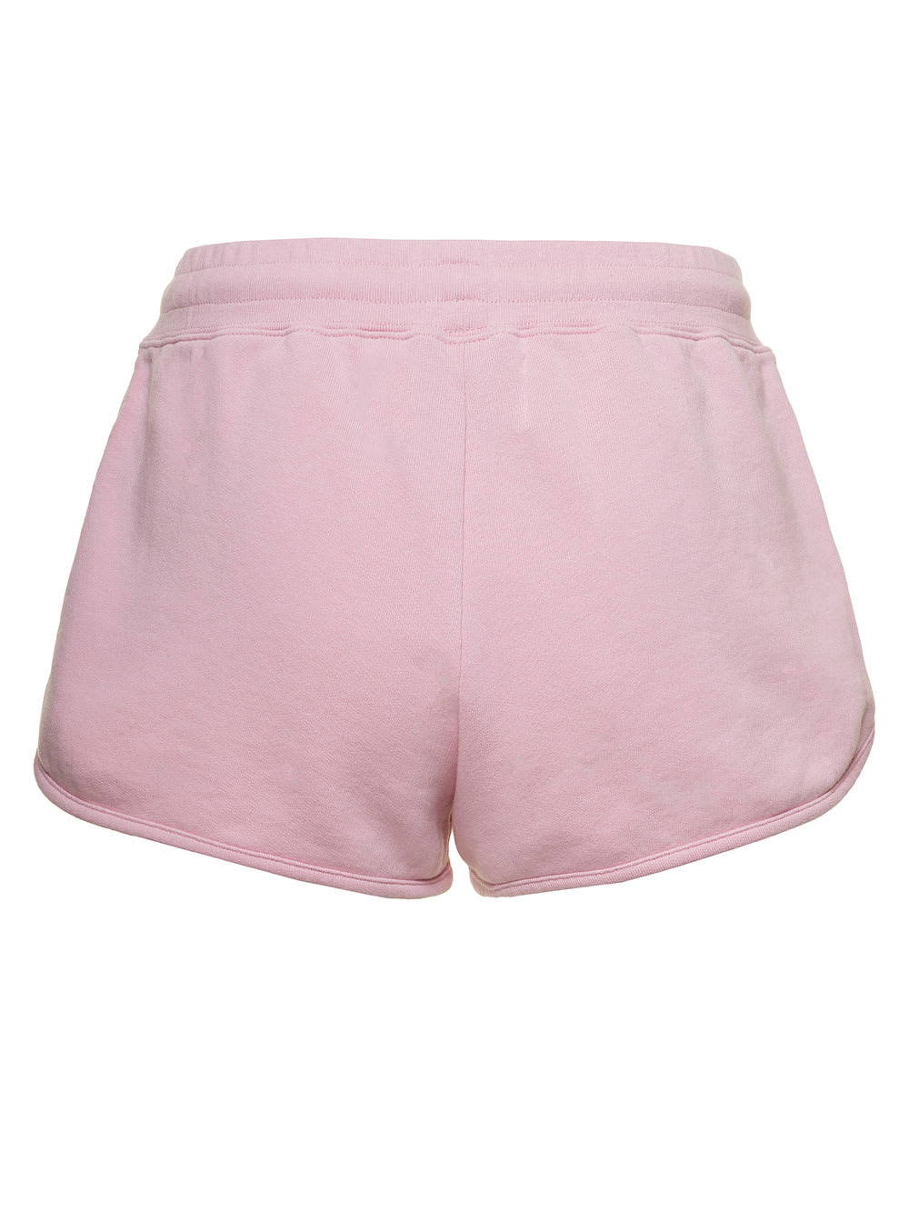 Shop Golden Goose Pink Shorts With Contrasting Logo Print In Cotton Woman