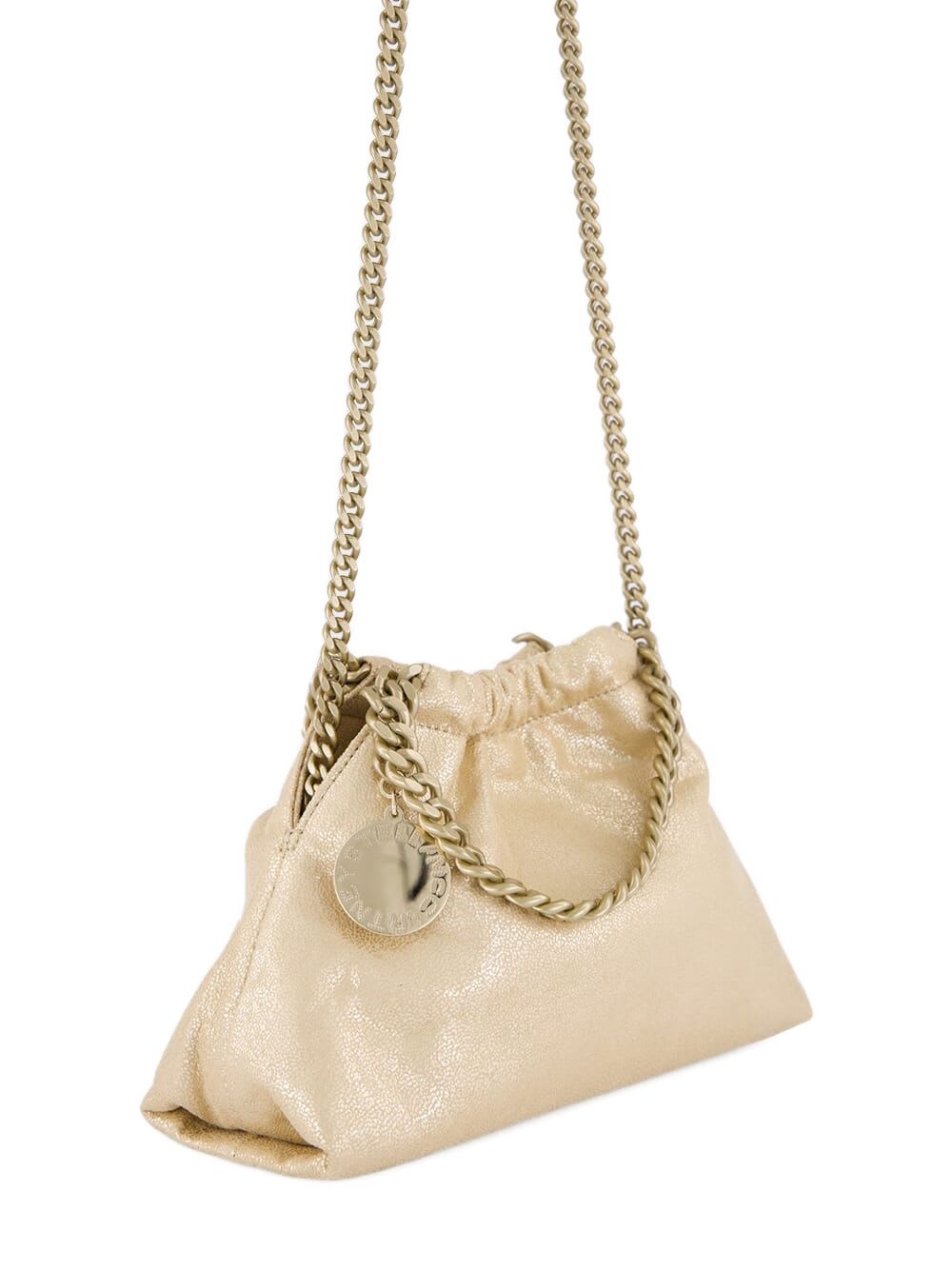 Stella Mccartney Falabella Mini Drastring Tote In Gold