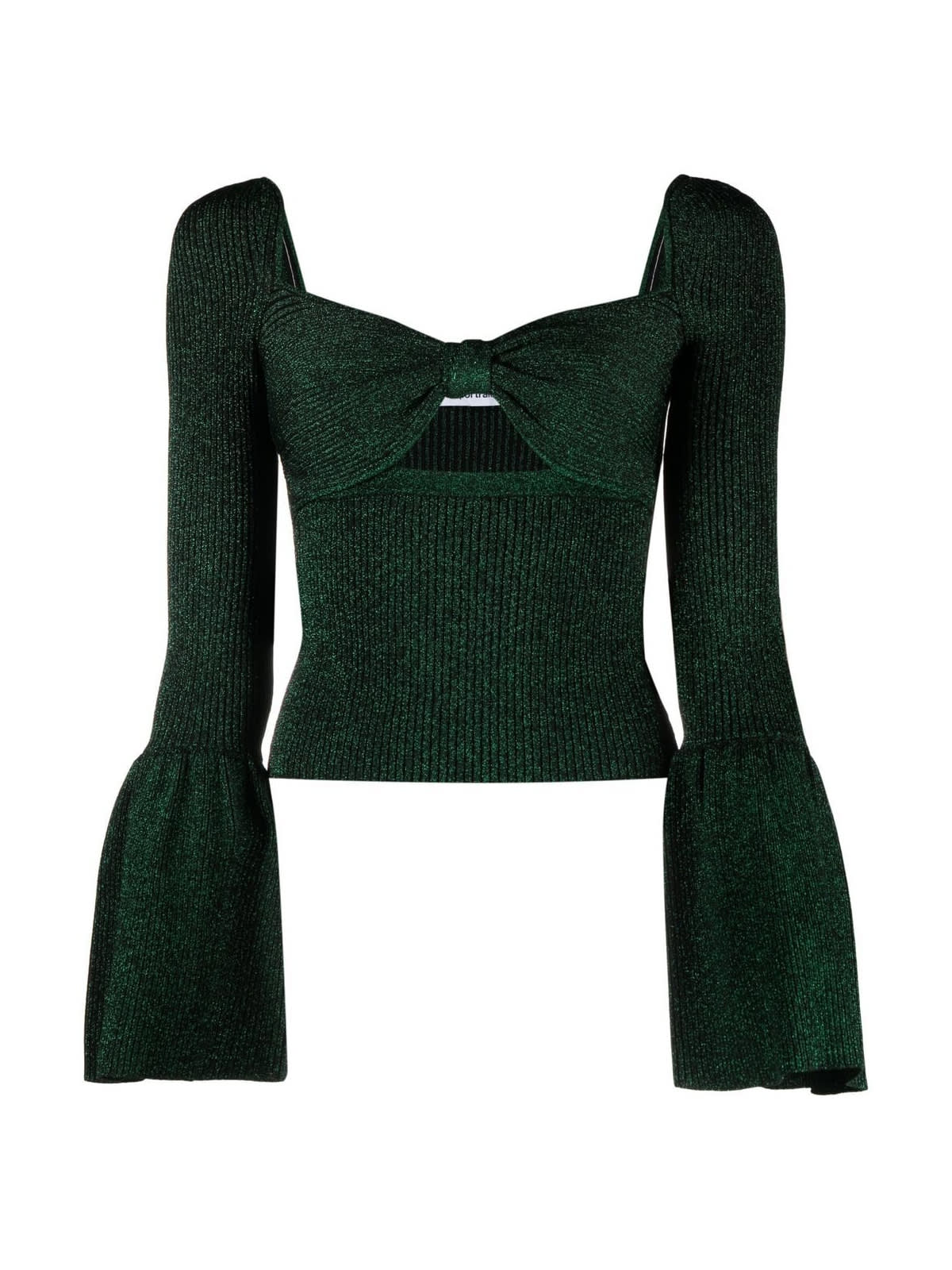 Shop Self-portrait Knitted Top In Green