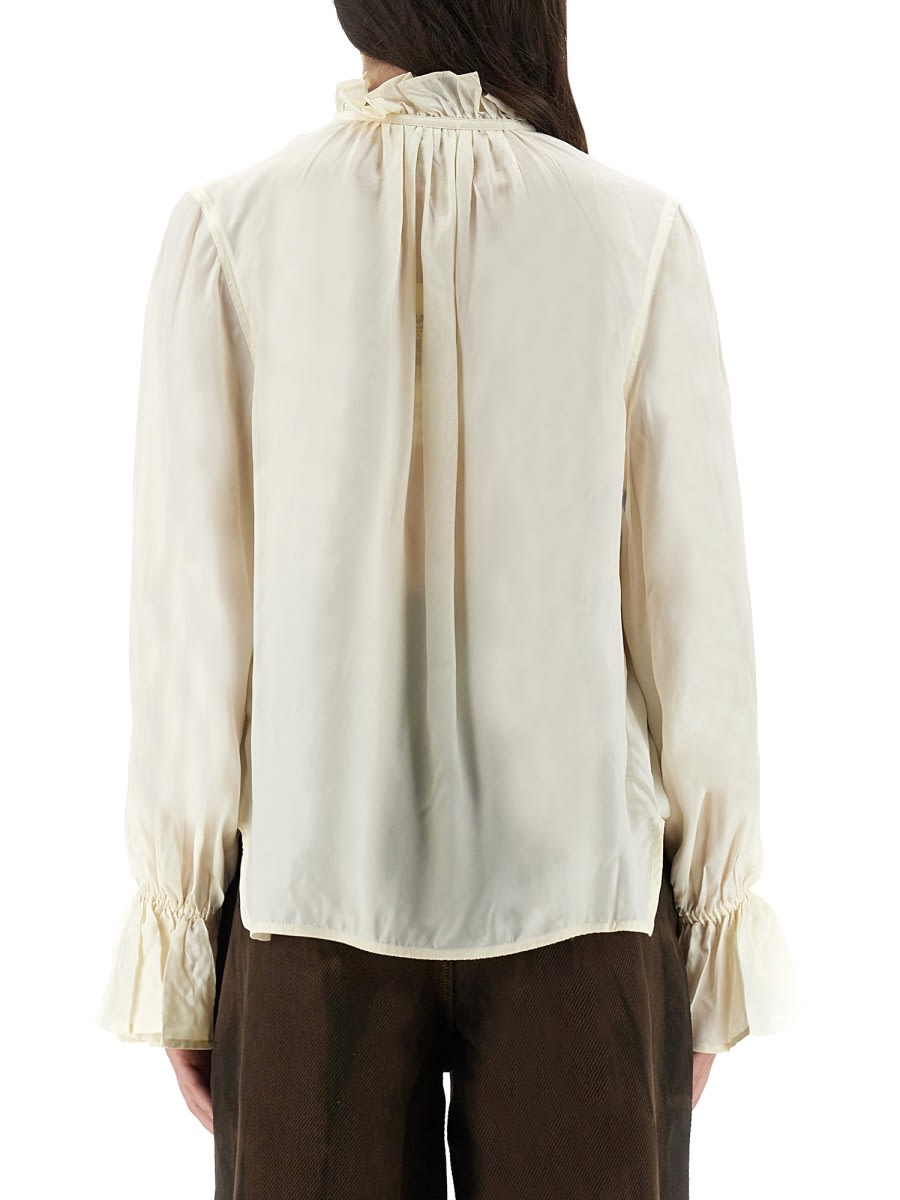 Ganni Shirt With Bow In White