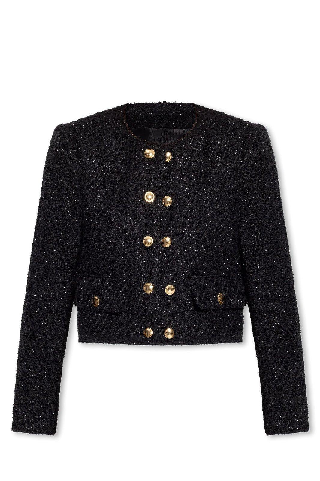 Shop Michael Kors Metallic Tweed Jacket In Black