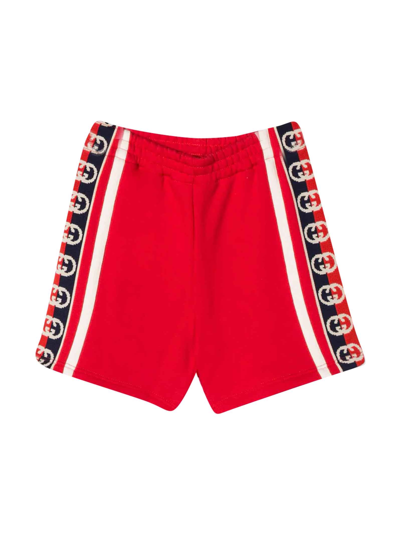 GUCCI RED AND WHITE BERMUDA SHORTS,11277208