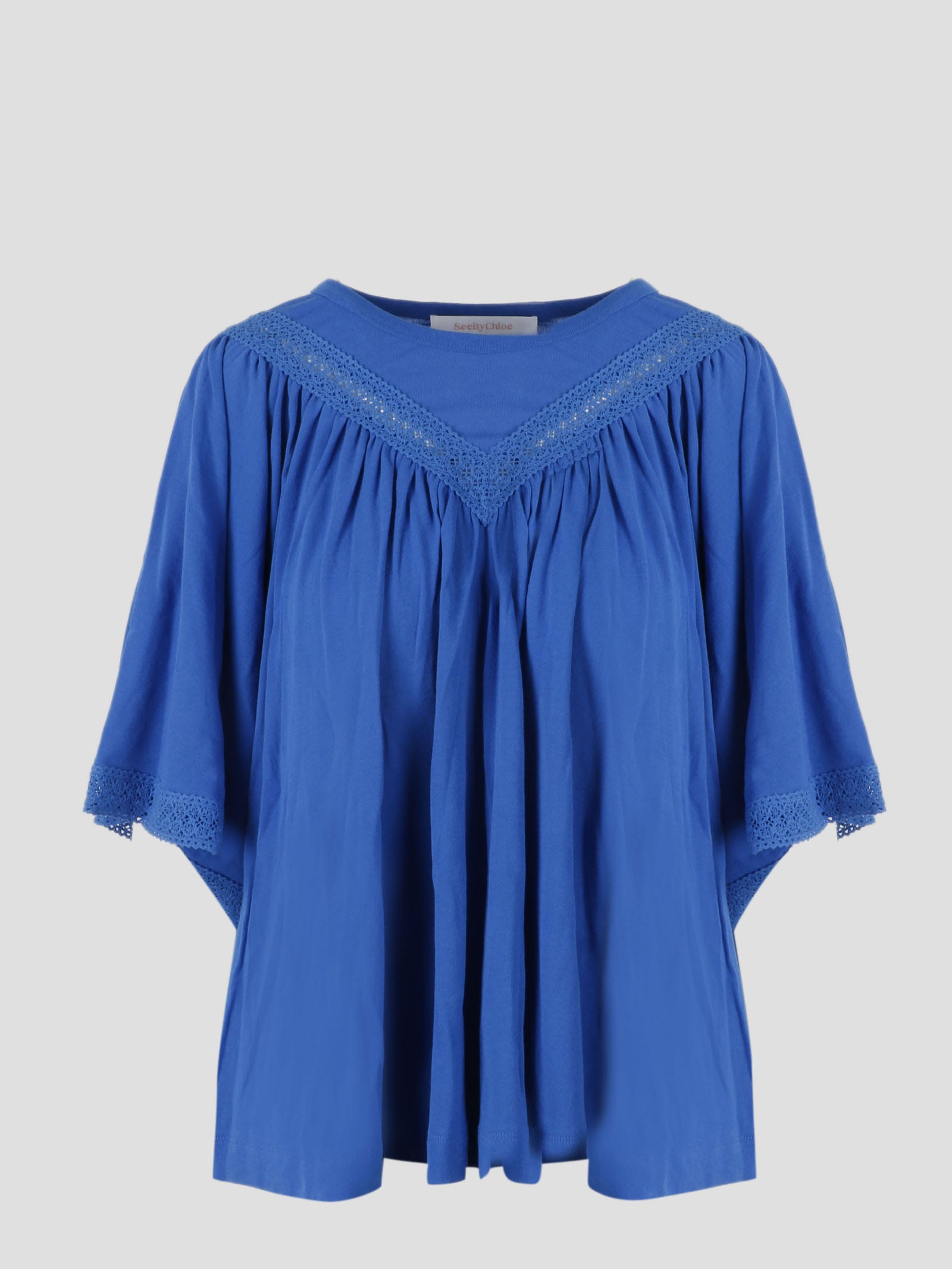 See By Chloé Women's good Blue Lace-trimmed