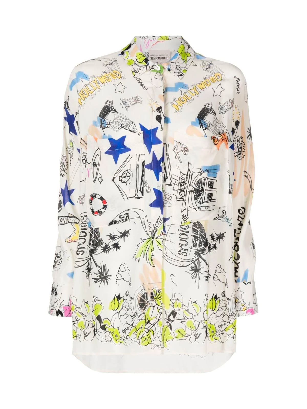 Semicouture Hollywood-print Long-sleeve Shirt In Mix Print
