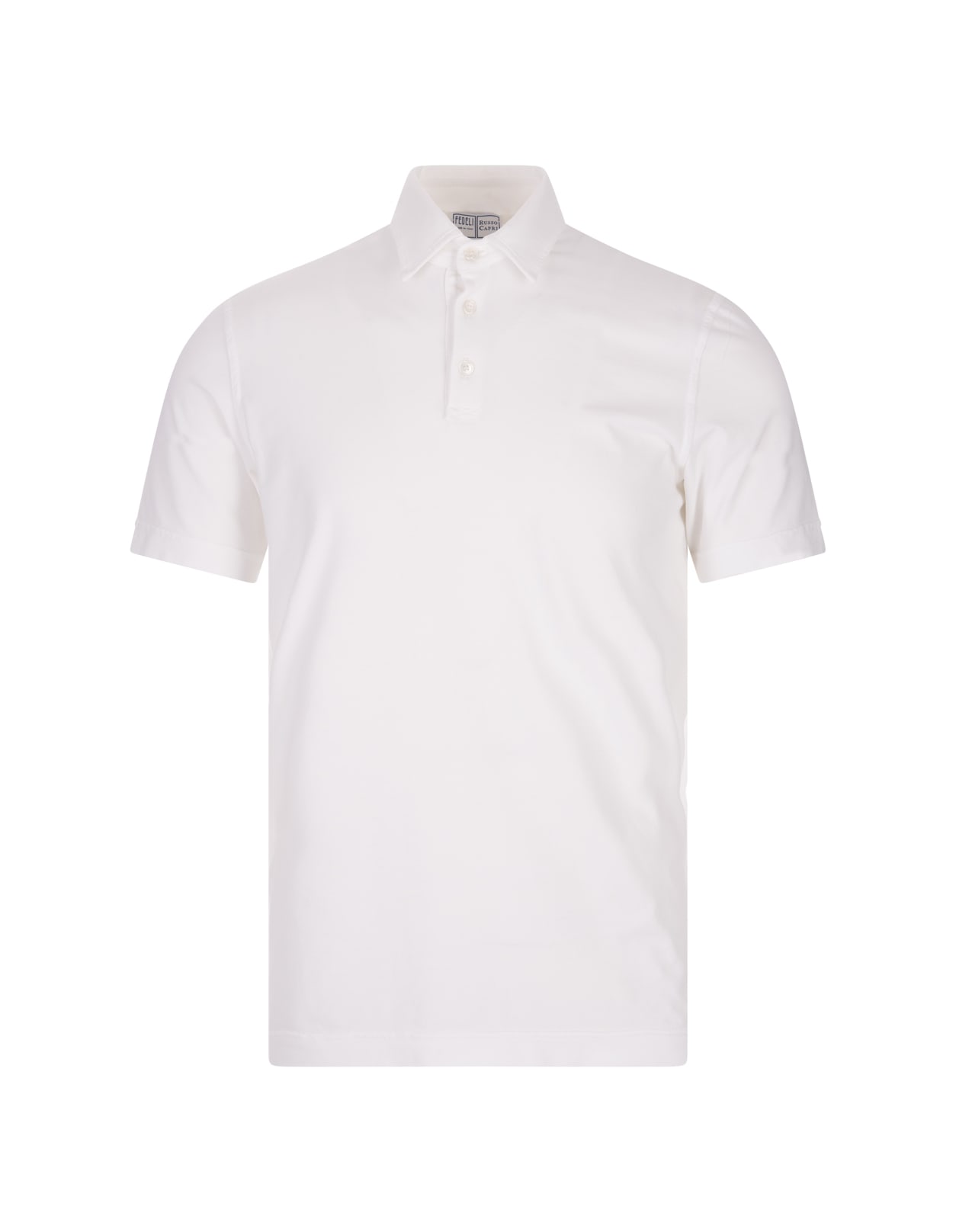 Fedeli Plain Short-sleeved Polo Shirt In Bianco