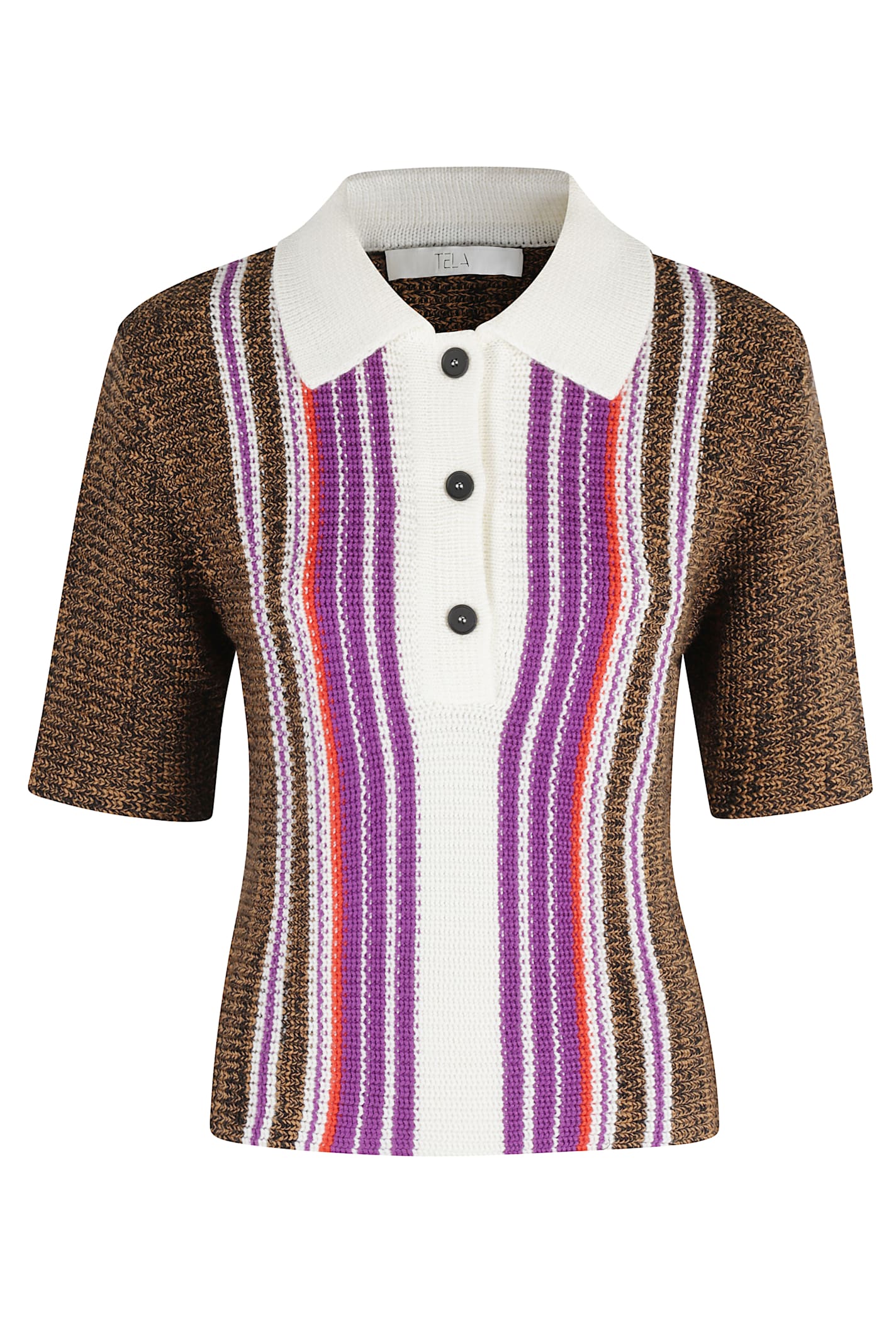 Tela Multicolor Purple Polo With Classic Collar And Buttoned Neckline In Multi