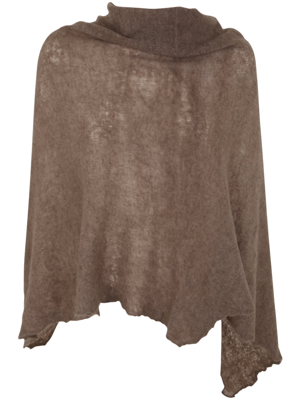 Shop Mirror In The Sky Open Knitted Poncho Melange In Coffee
