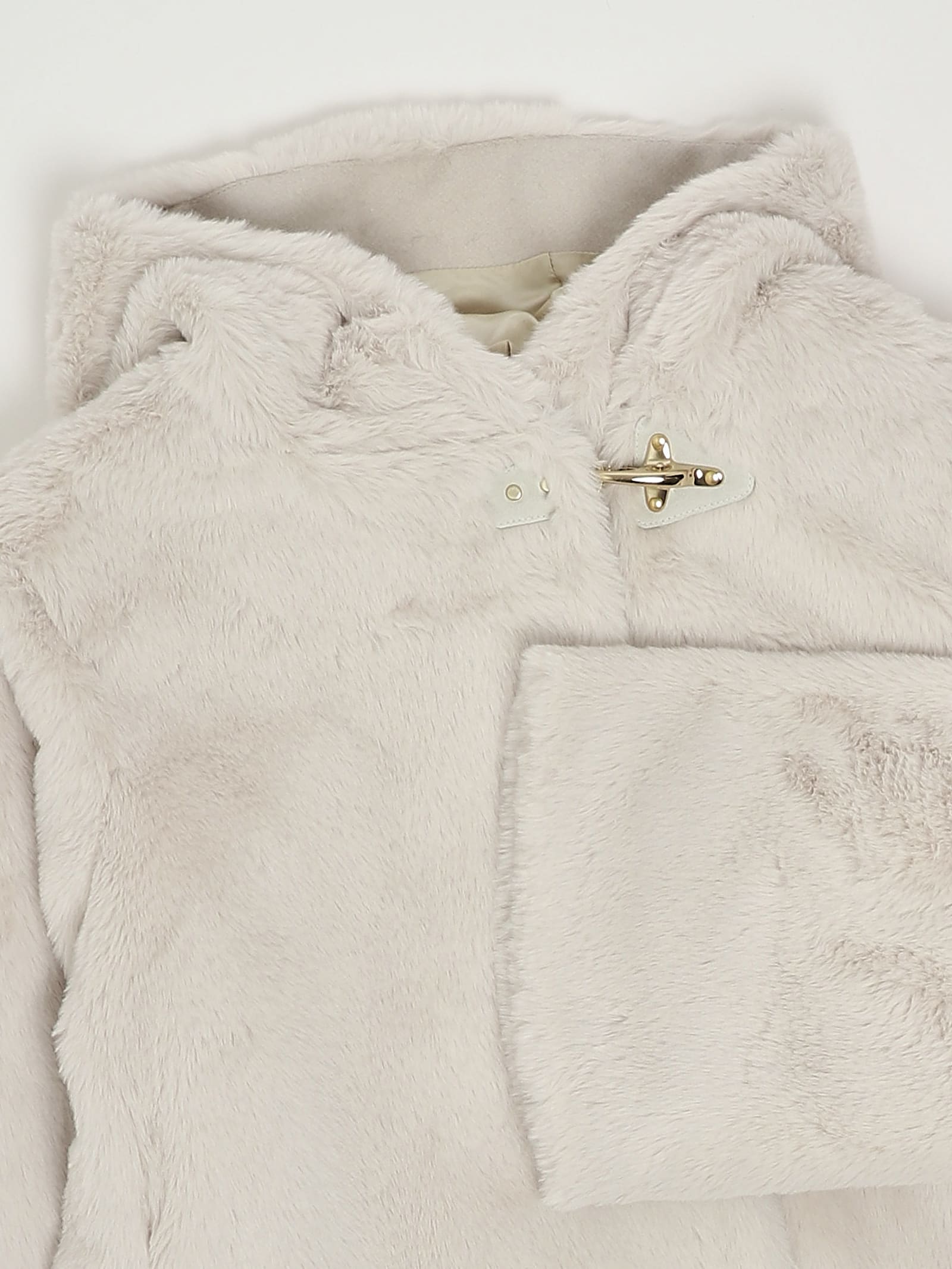 Fay Eco Fur Coat In Gray