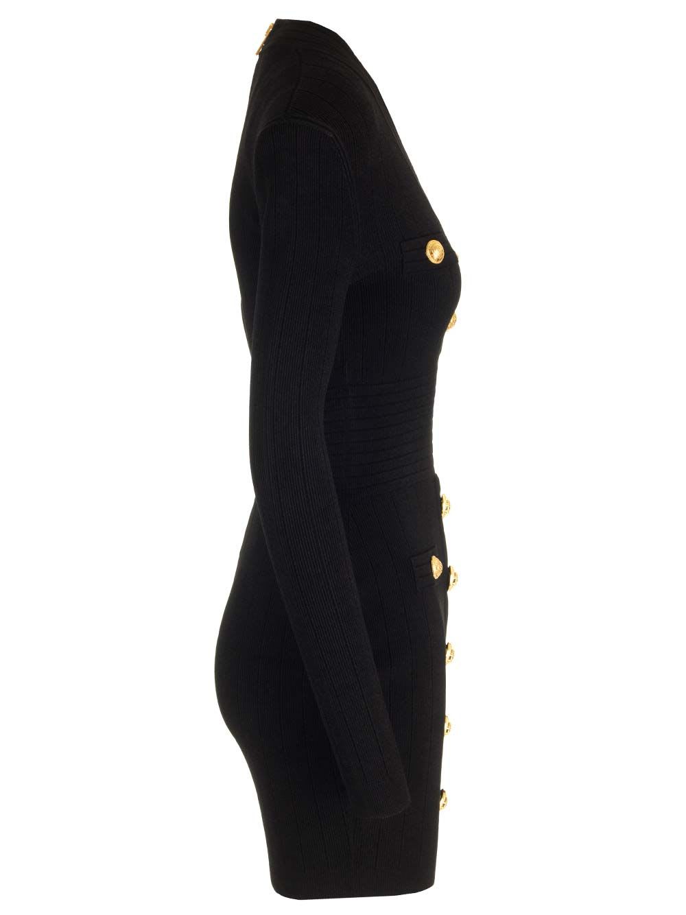 Shop Balmain Short Knitted Dress In Black