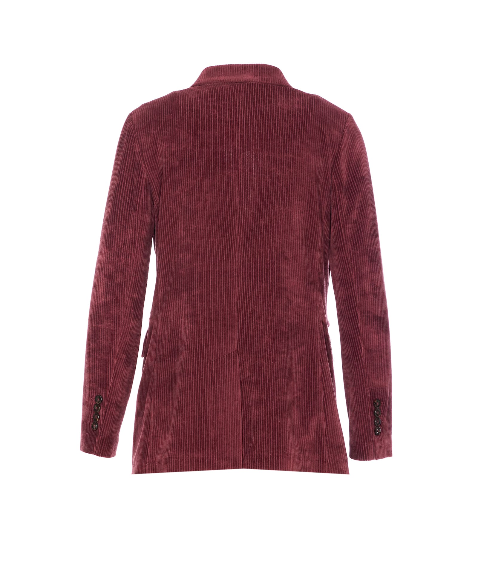 Circolo 1901 Structured Double-breasted Corduroy Jacket With Striped Pocket Square In Red