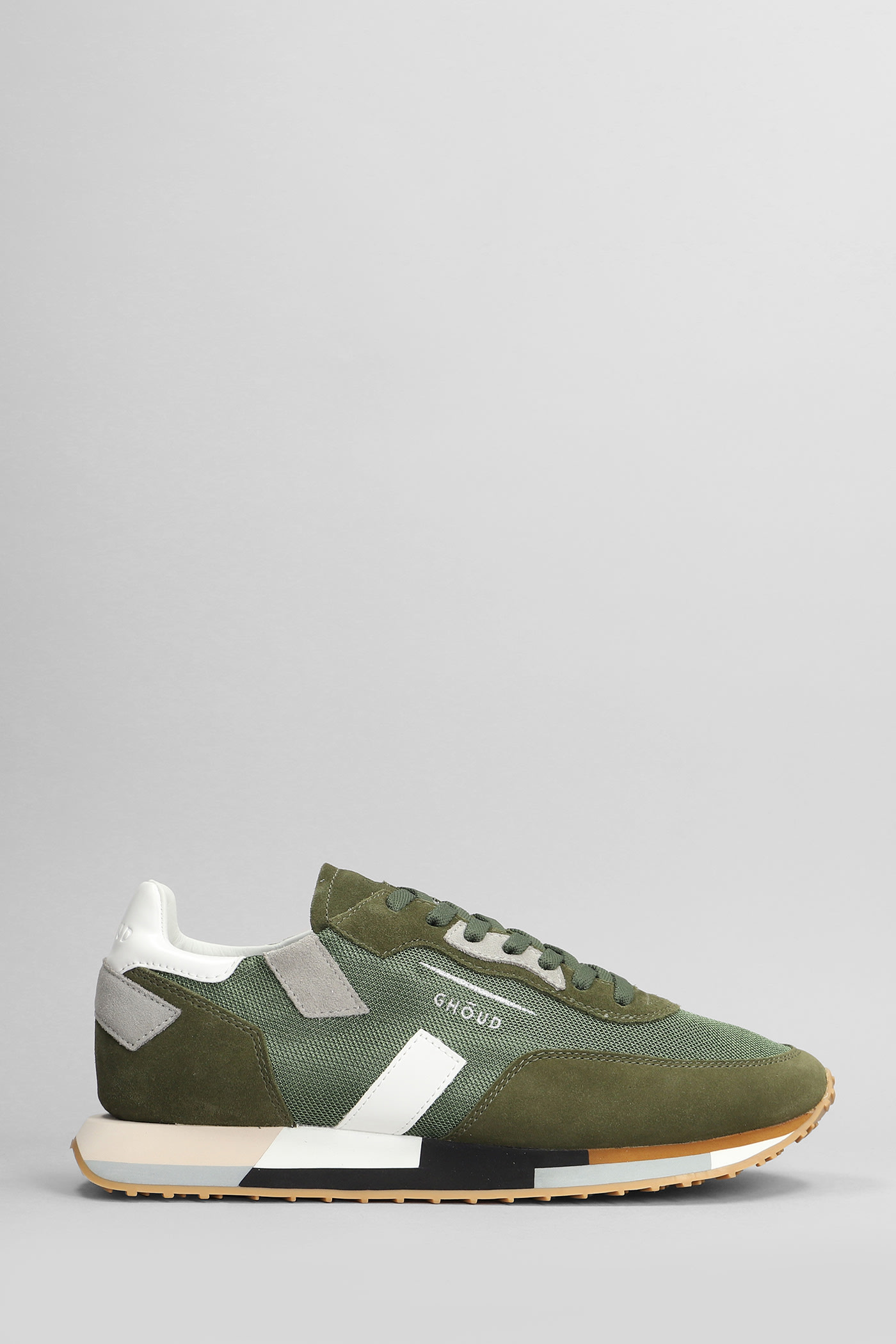 Rush Multi Sneakers In Green Suede And Fabric