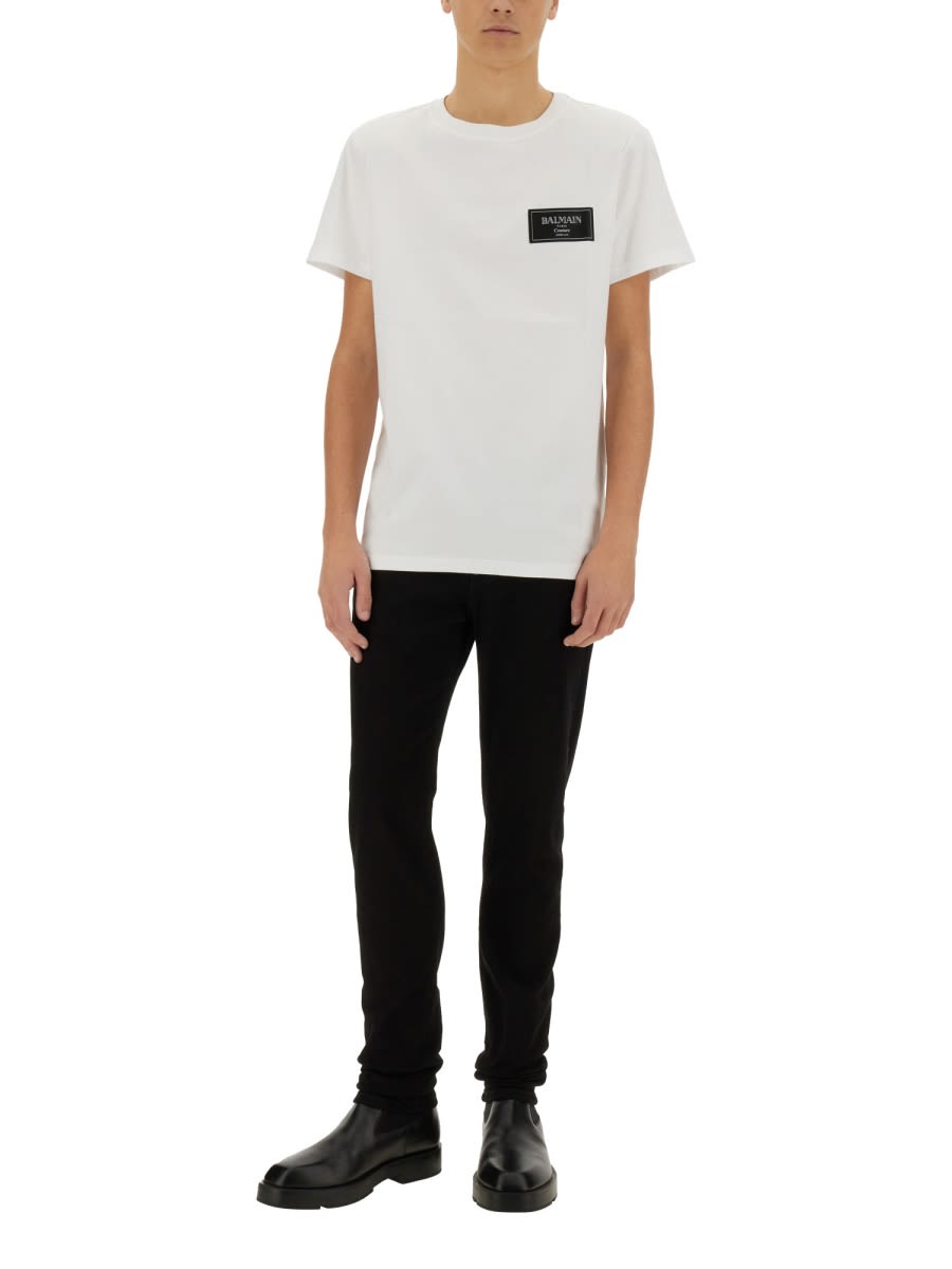 Shop Balmain T-shirt With Logo In White
