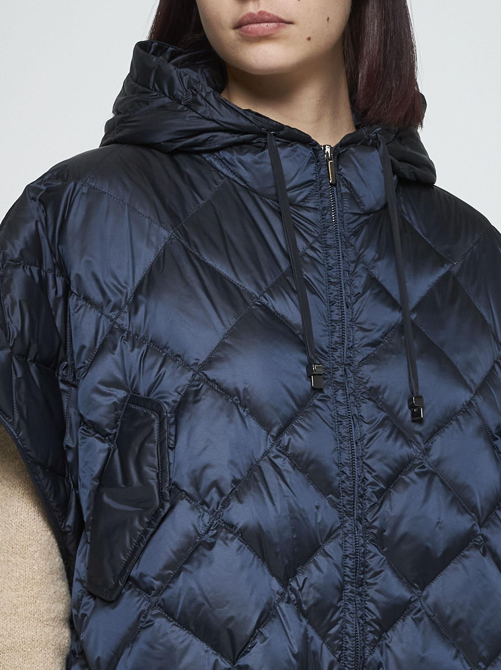 Shop Max Mara The Cube Treman Quilted Nylon Down Cape In Blue