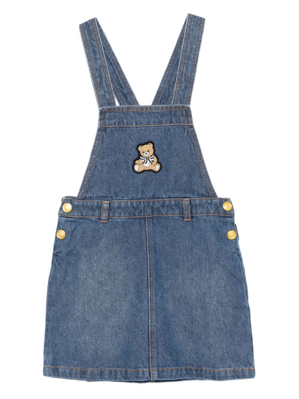 Moschino Kids Embroidered Dungarees In Blue