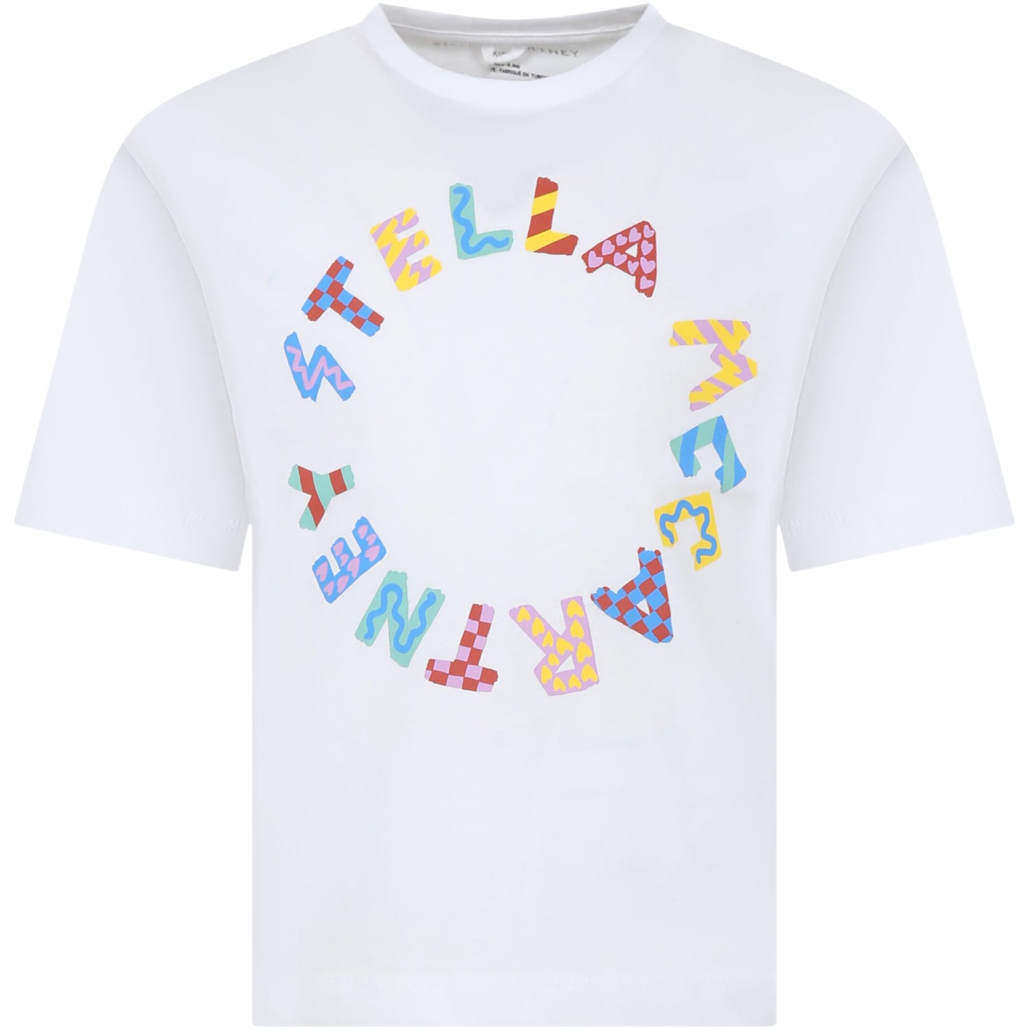 Shop Stella Mccartney White T-shirt For Girl With Multicolor Logo