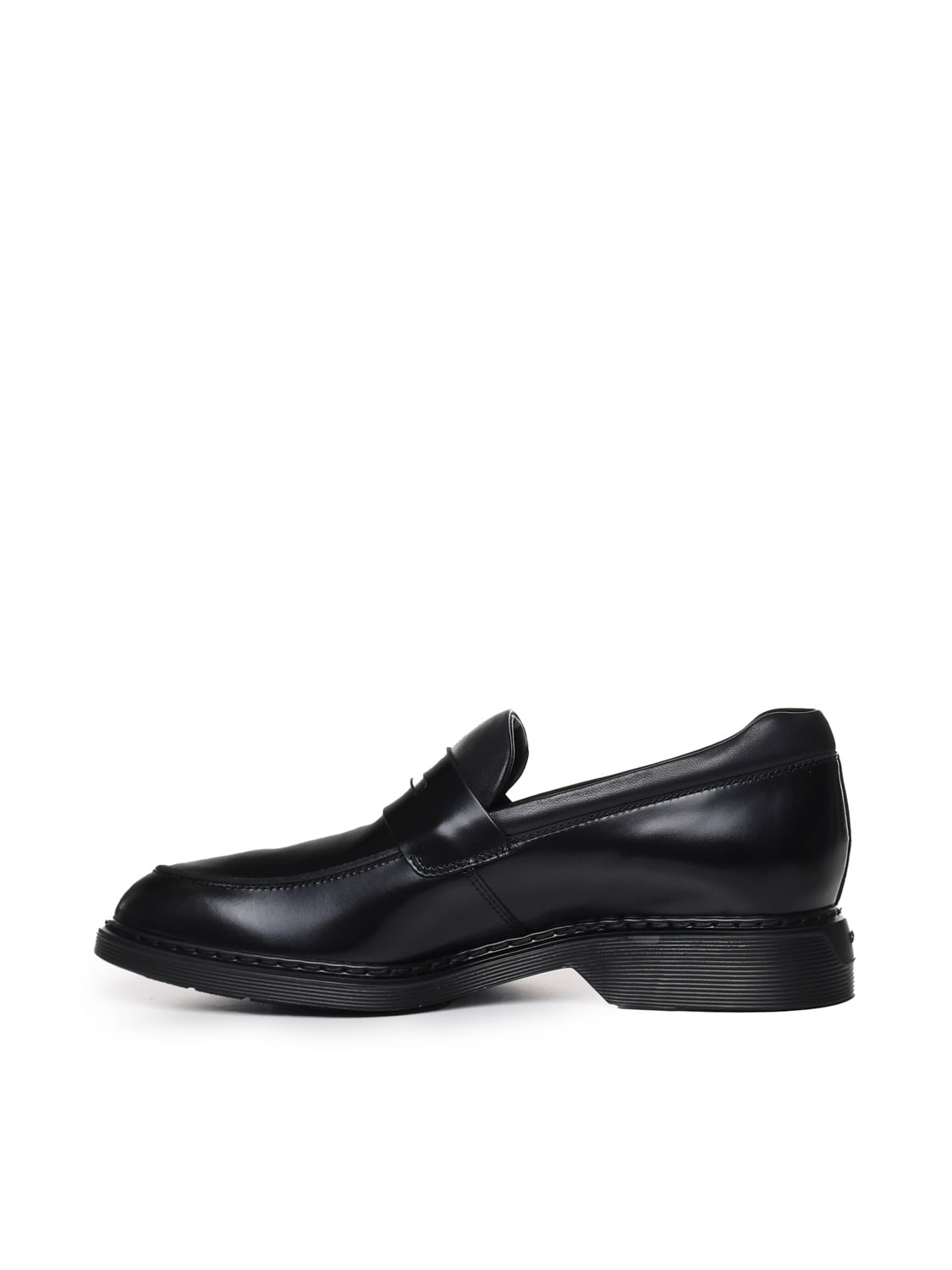 Shop Hogan H576 Leather Moccasin In Black