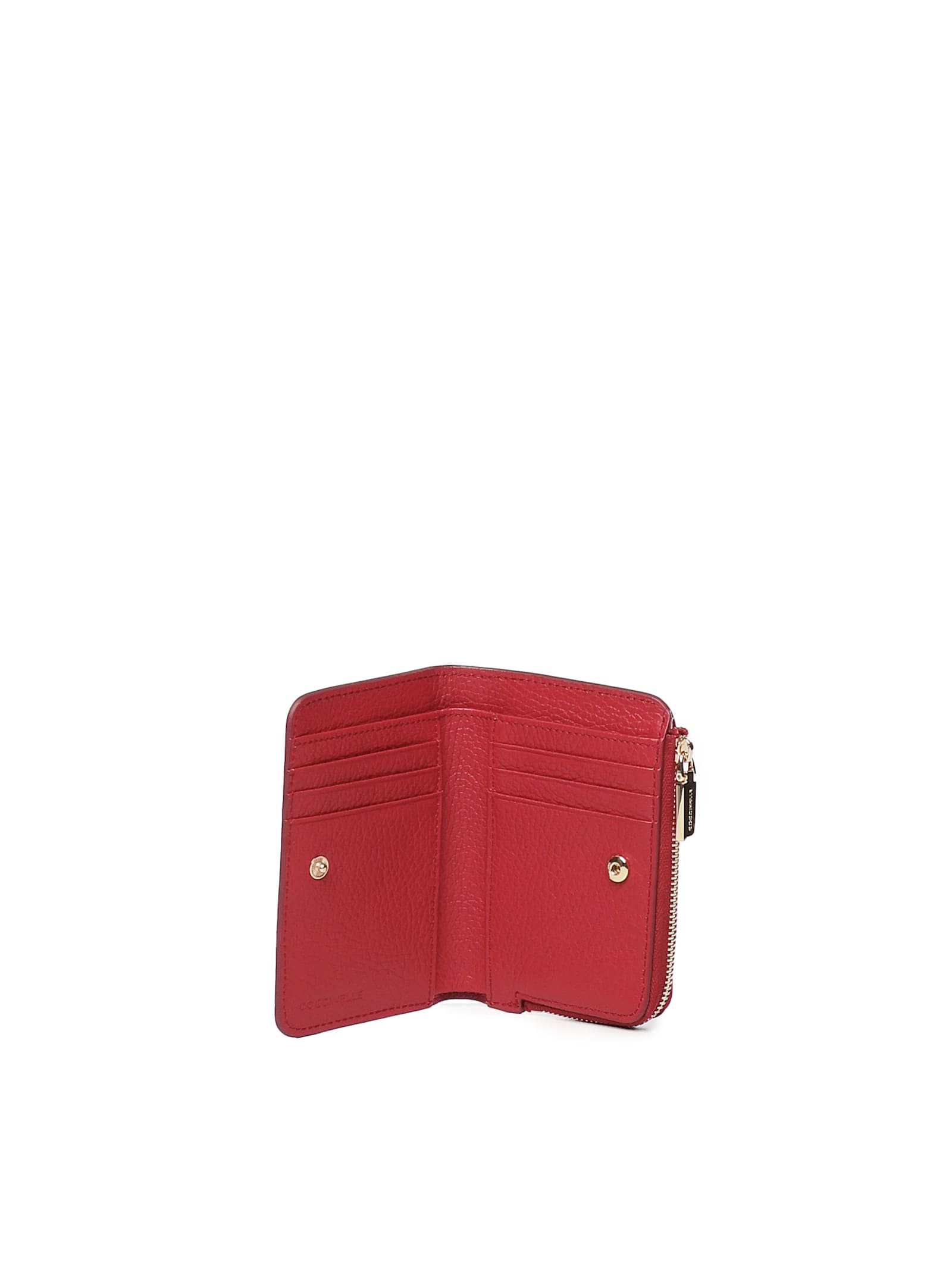 Coccinelle Red Leather Small Zip Wallet In Red