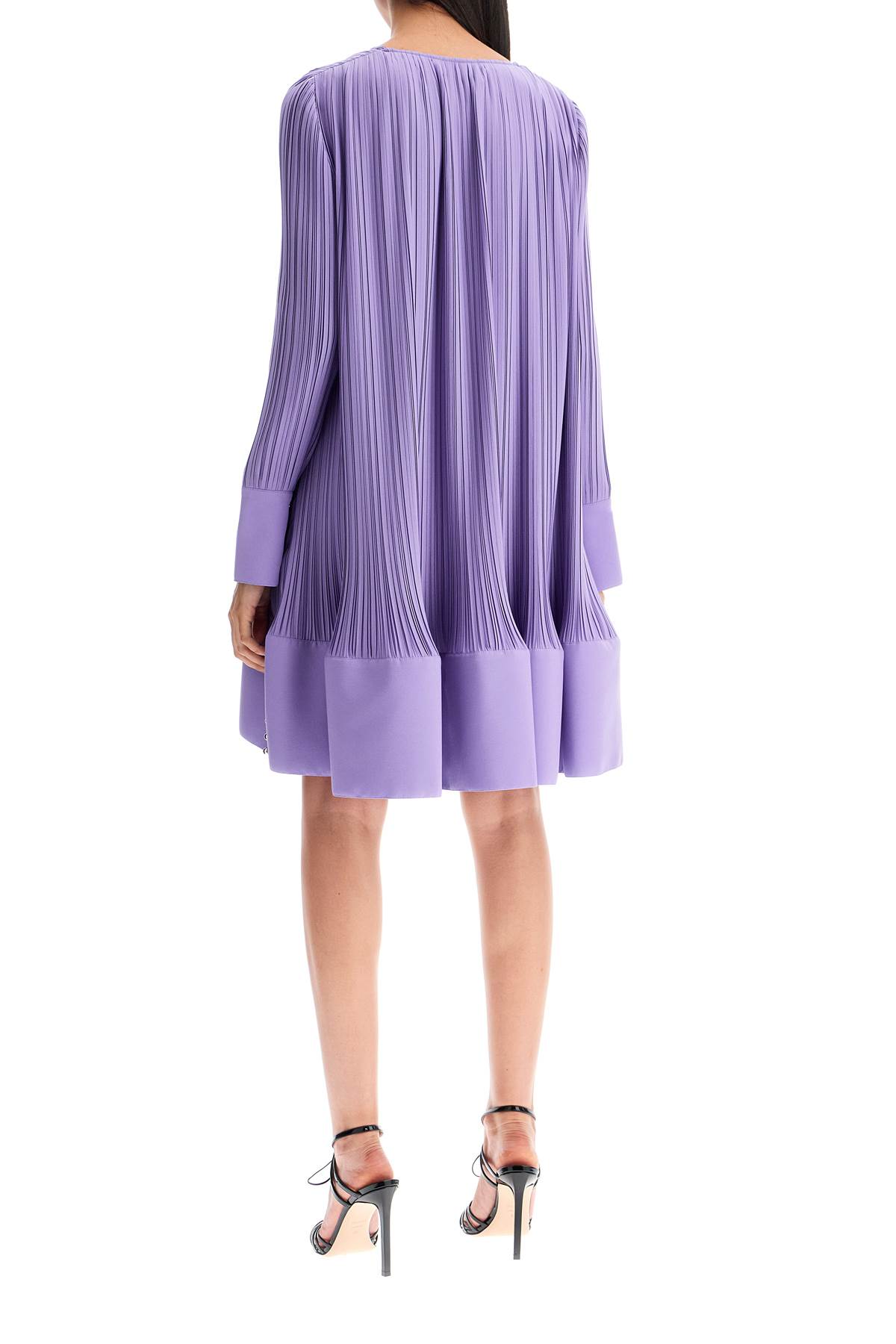 Shop Lanvin Short Pleated Dress With Ruffles In Lavande (purple)