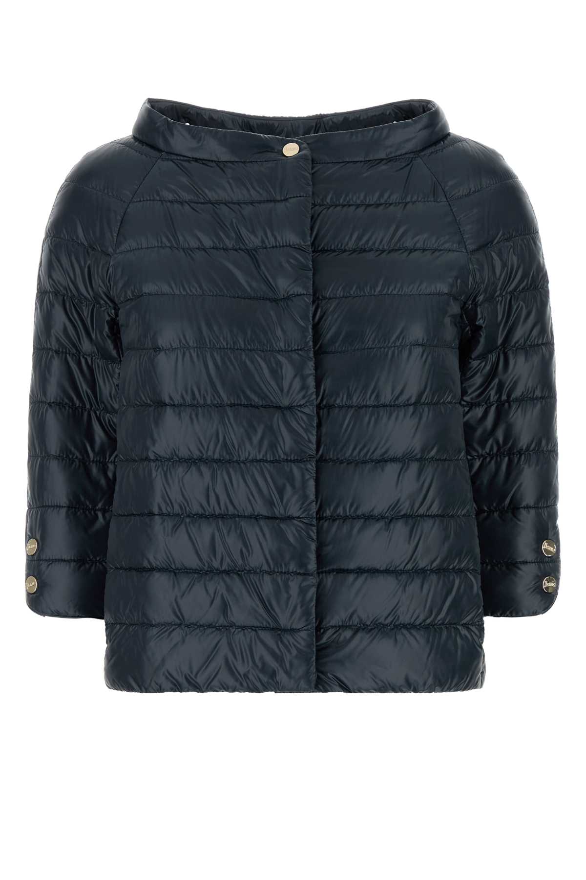 Navy Blue Nylon Down Jacket