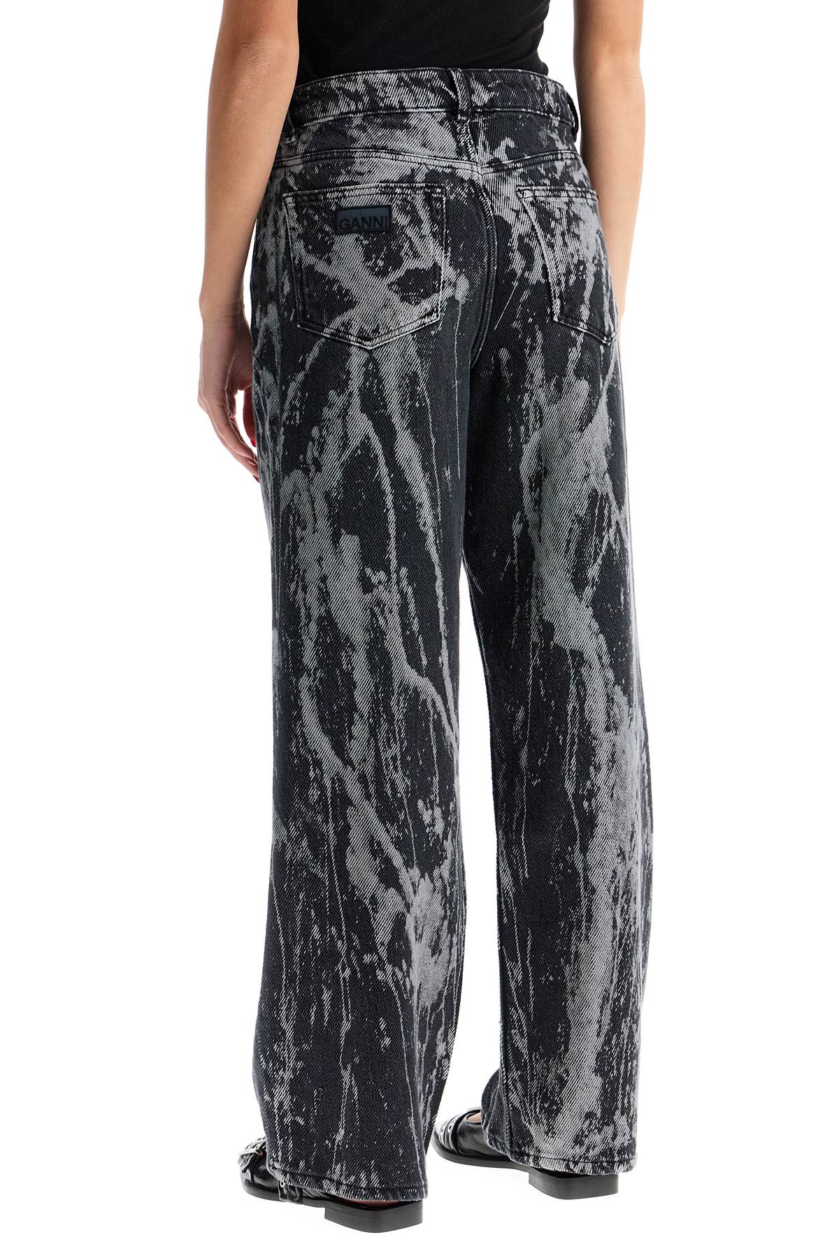 Shop Ganni Tie-dye Jeans In Washed Black/black (black)