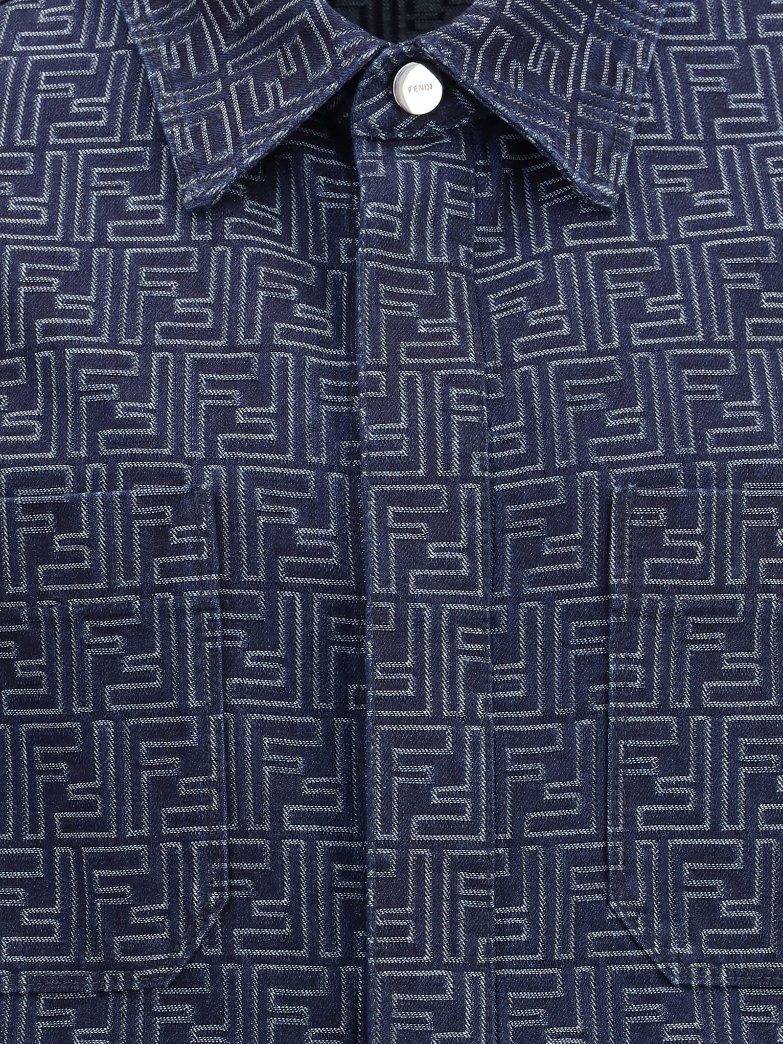 Fendi Denim Ff Jacket In Blue